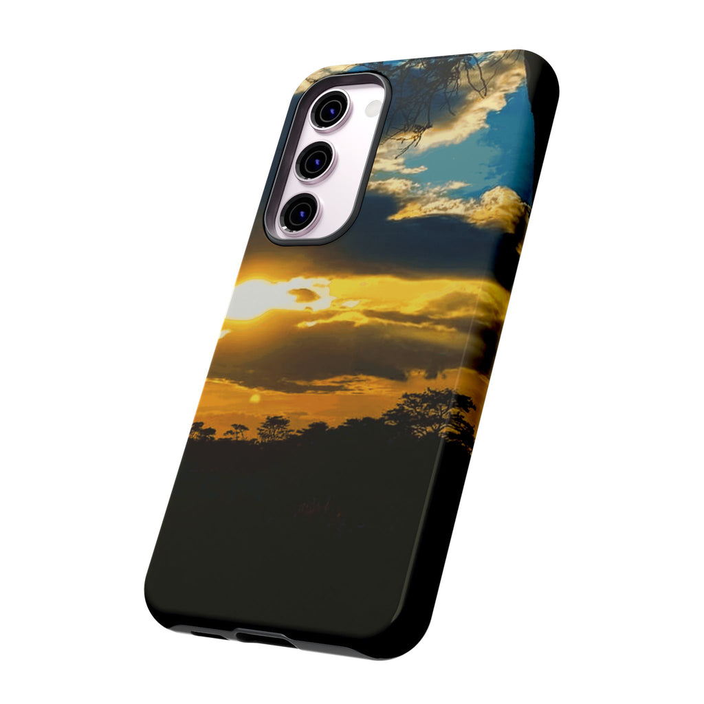 Sunset Sky Tough Phone Case – Durable Protective Phone Cover with Golden Clouds Design