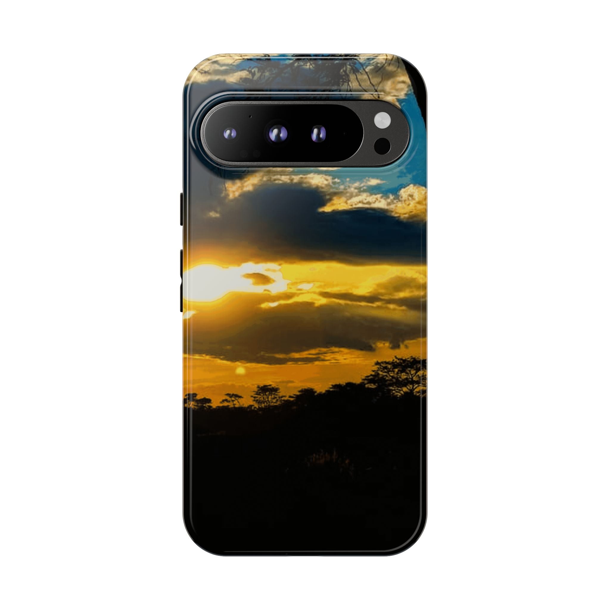 Sunset Sky Tough Phone Case – Durable Protective Phone Cover with Golden Clouds Design