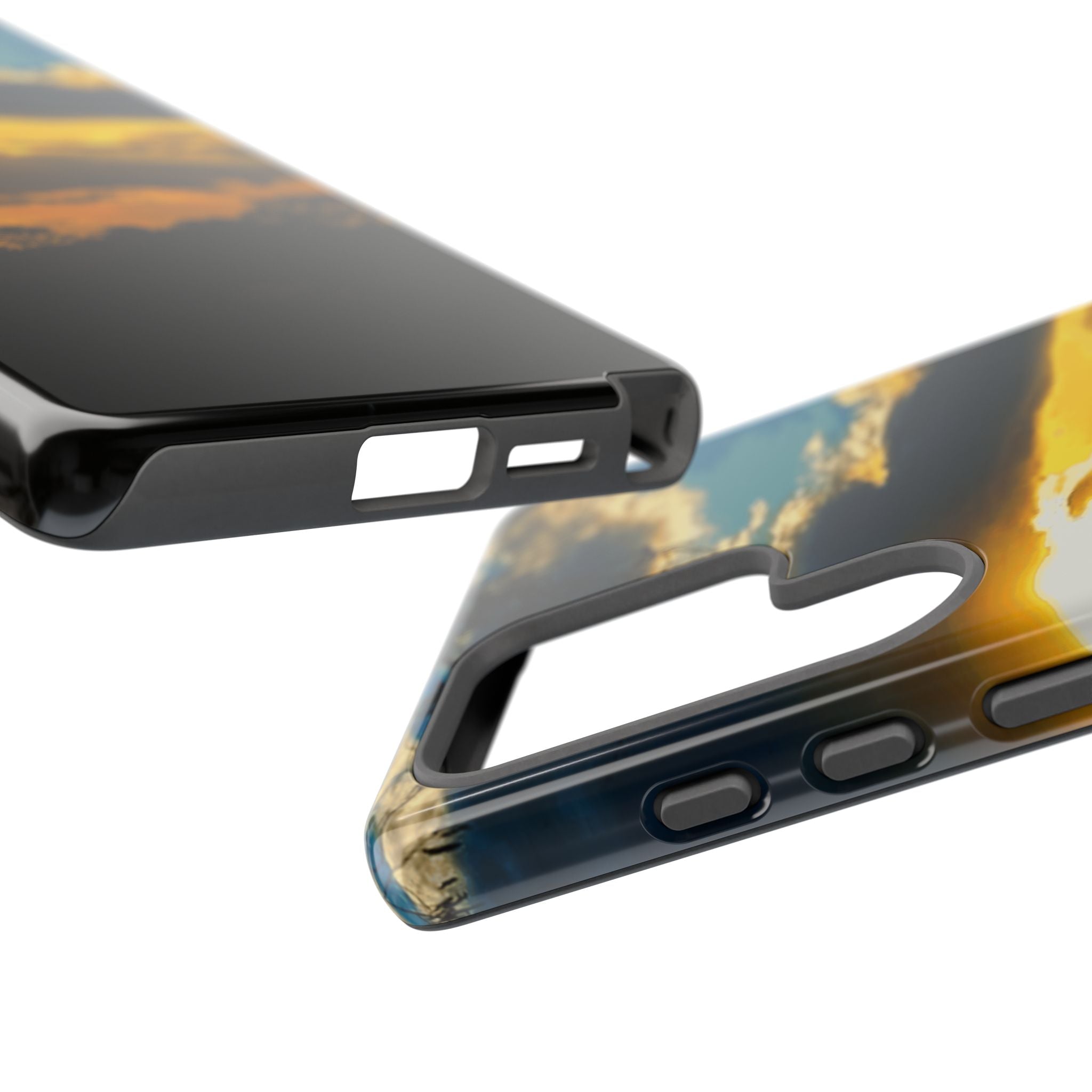 Sunset Sky Tough Phone Case – Durable Protective Phone Cover with Golden Clouds Design