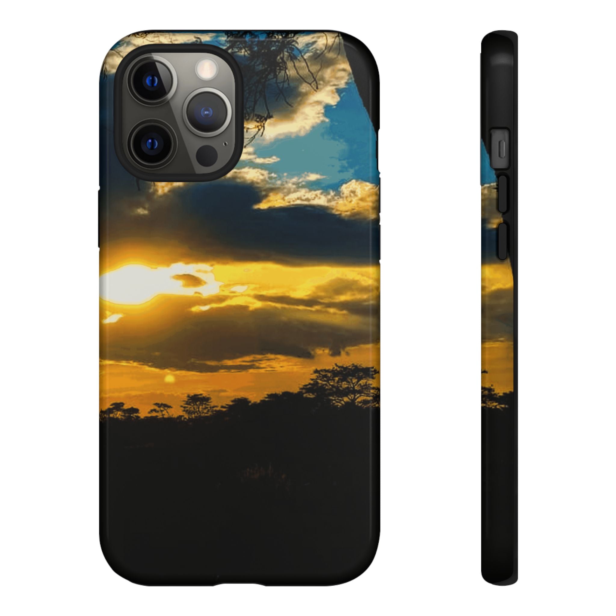 Sunset Sky Tough Phone Case – Durable Protective Phone Cover with Golden Clouds Design