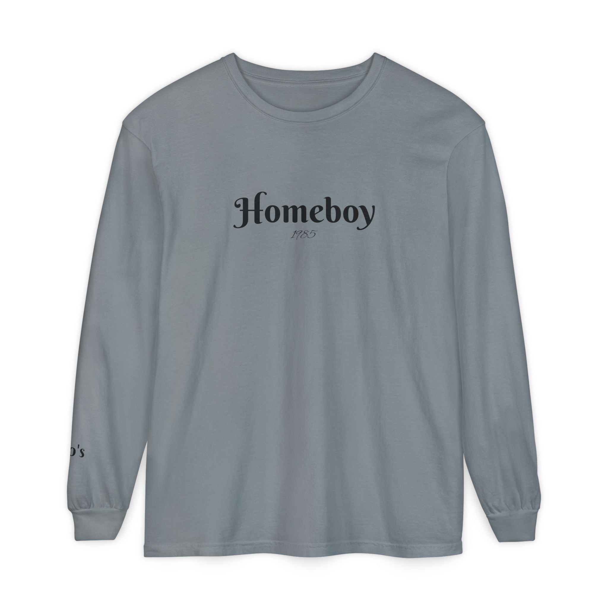 Homeboy Long Sleeve Tee — Vintage Script Logo White Shirt