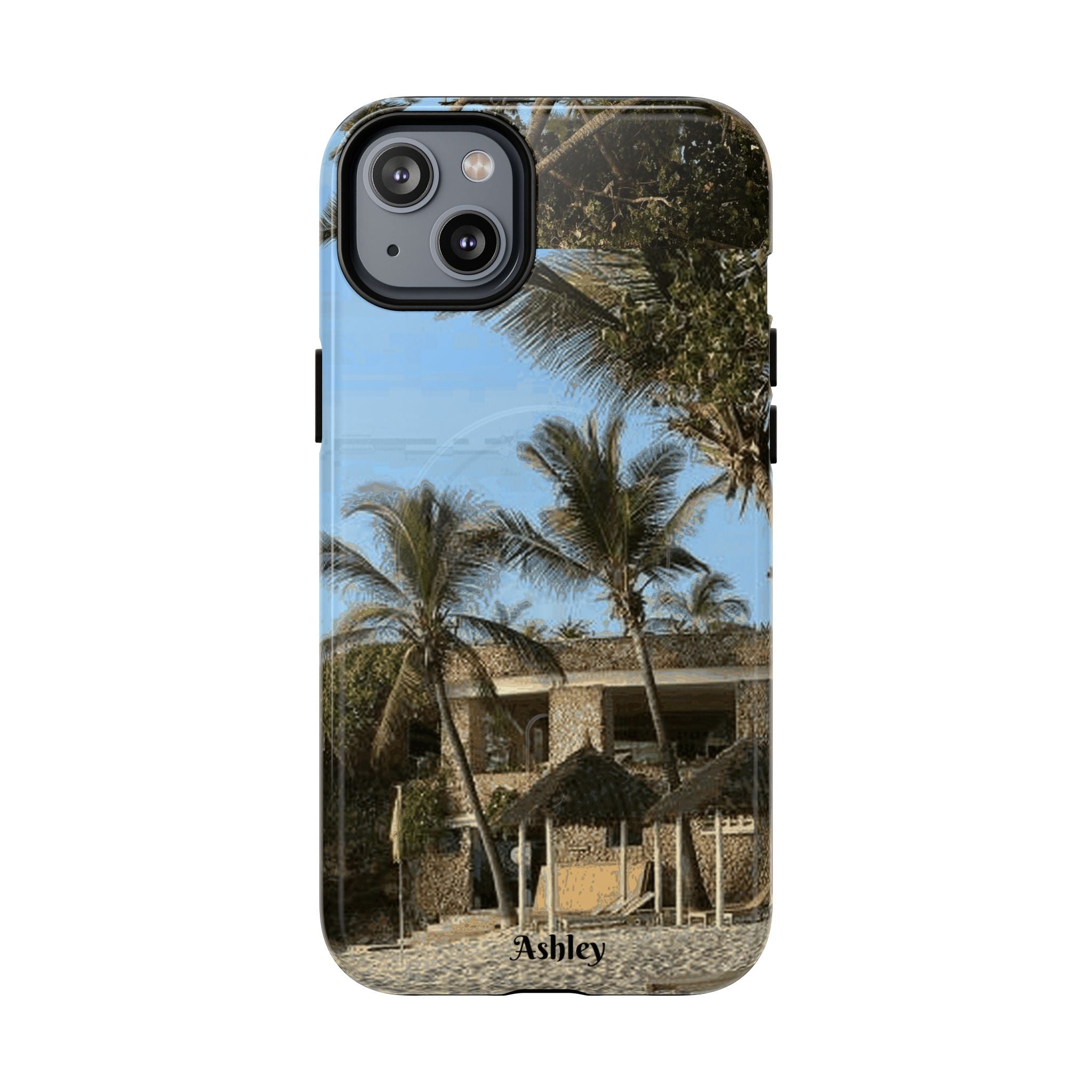 Tropical Palm Beach Magnetic Phone Case — Customizable 'Ashley' Seaside Design