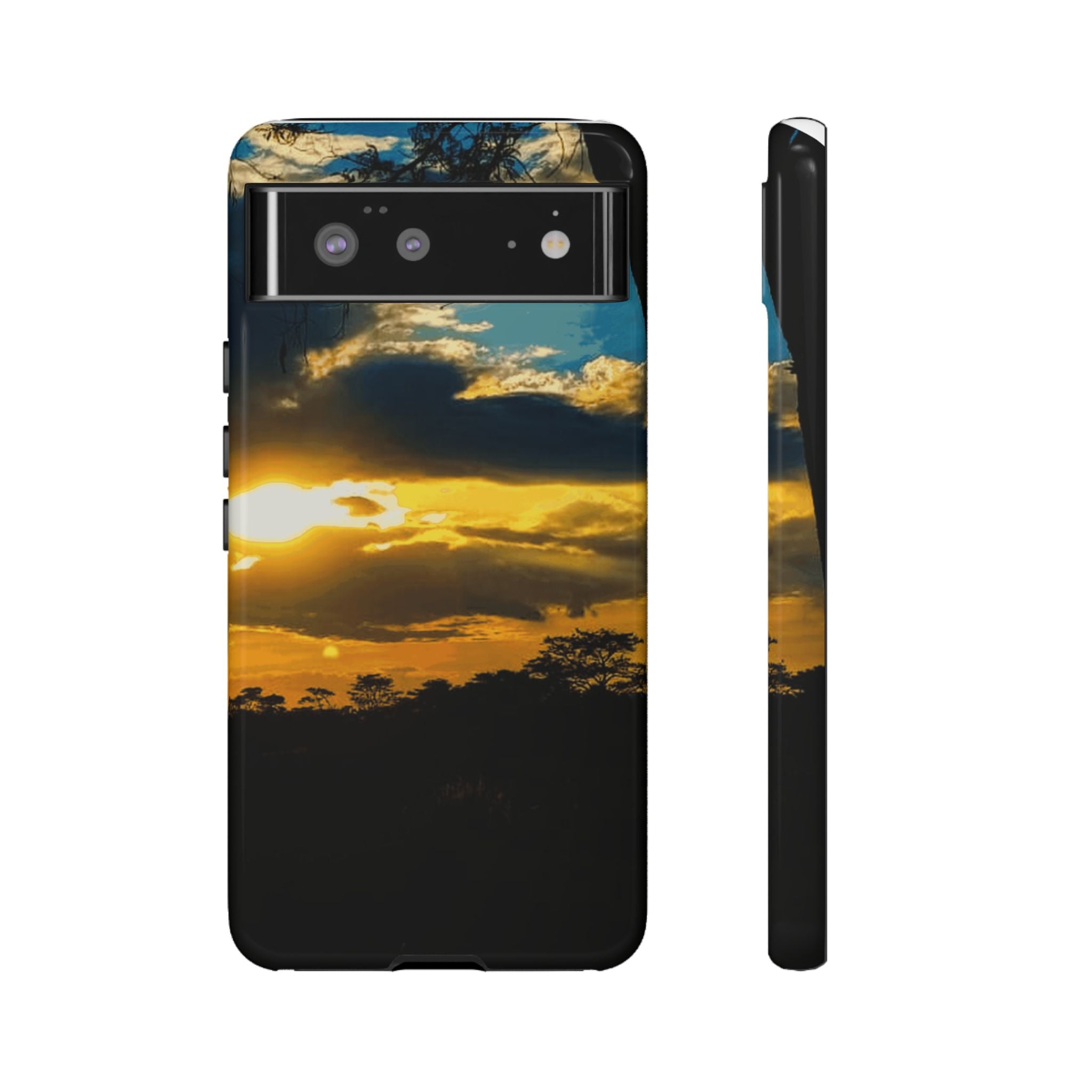 Sunset Sky Tough Phone Case – Durable Protective Phone Cover with Golden Clouds Design