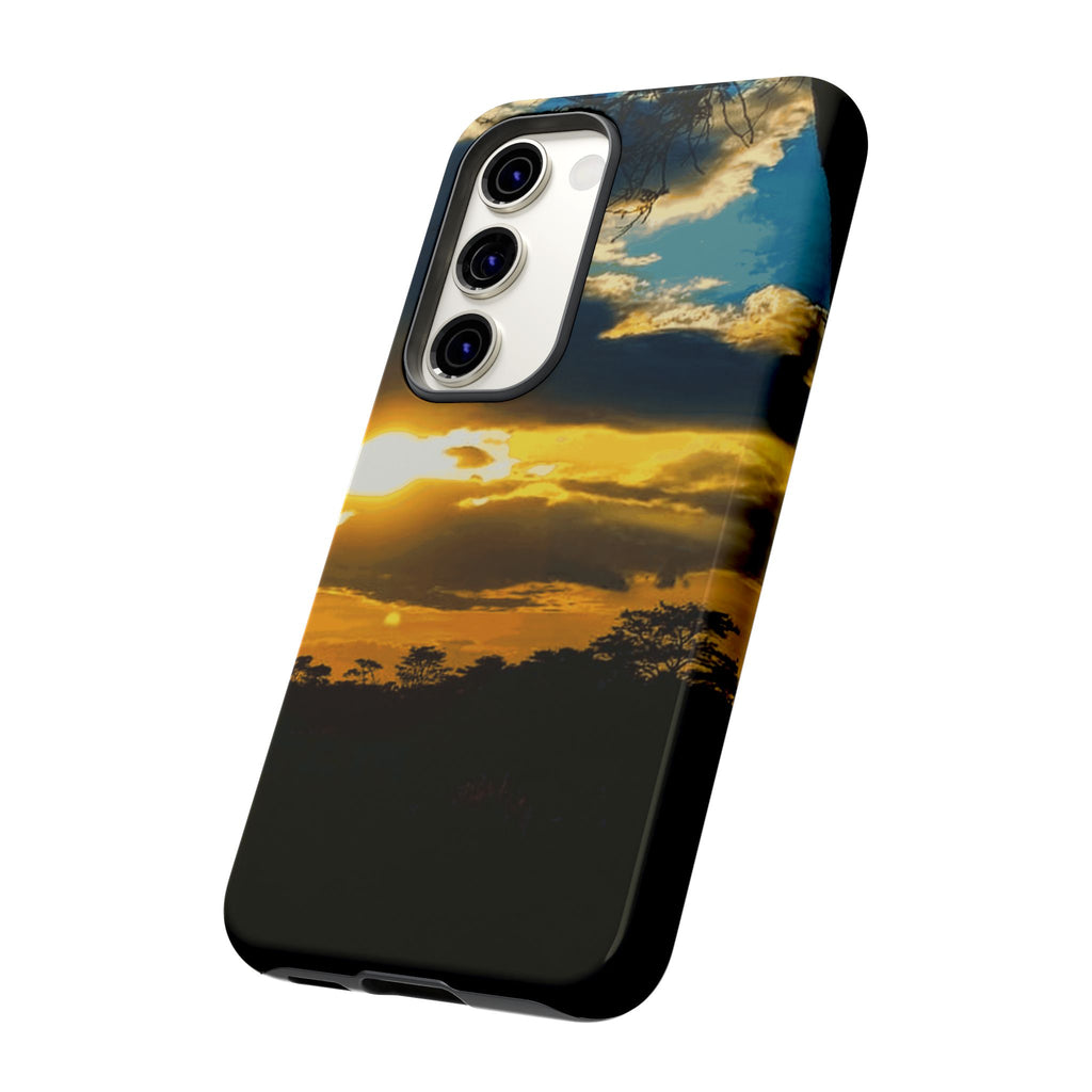 Sunset Sky Tough Phone Case – Durable Protective Phone Cover with Golden Clouds Design