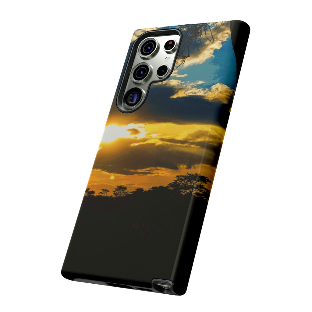 Sunset Sky Tough Phone Case – Durable Protective Phone Cover with Golden Clouds Design