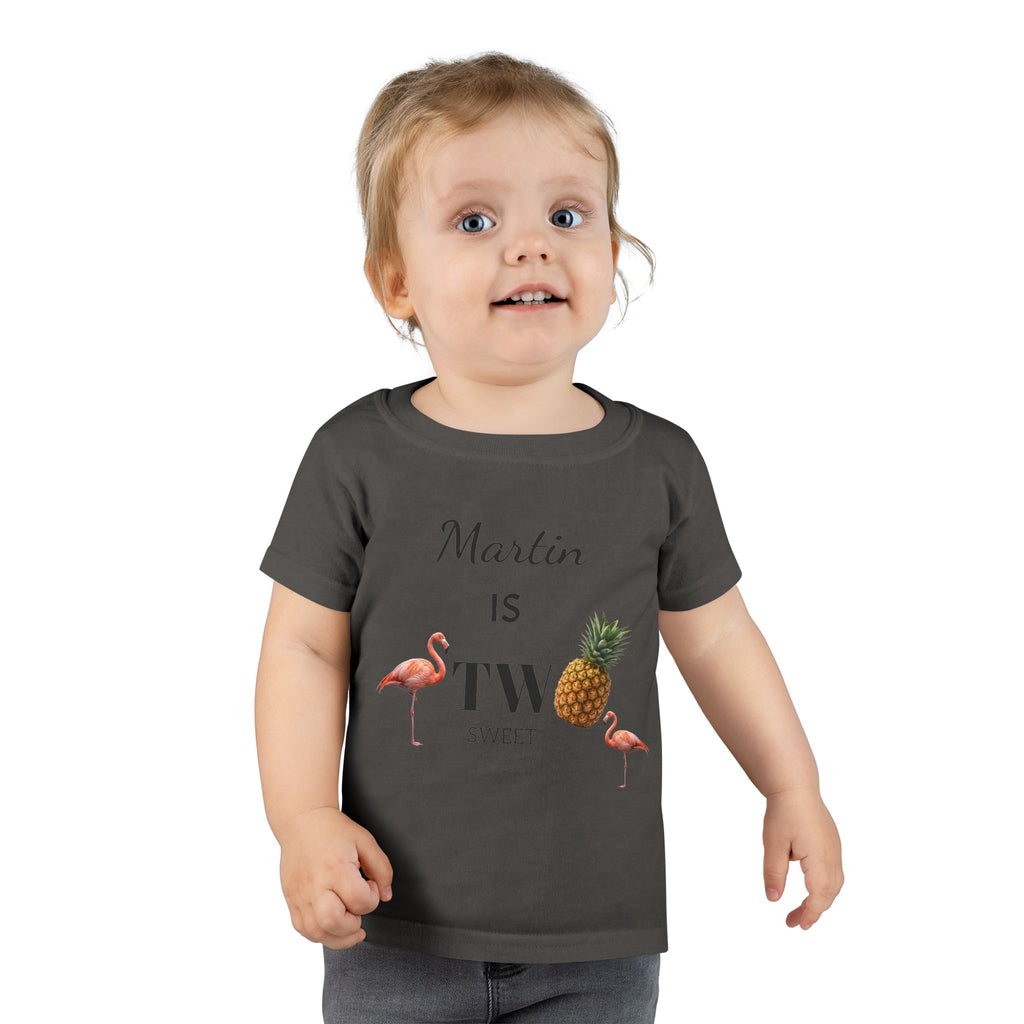 Toddler T-Shirt — "Martin is Two" Pineapple & Flamingo 2nd Birthday Tee