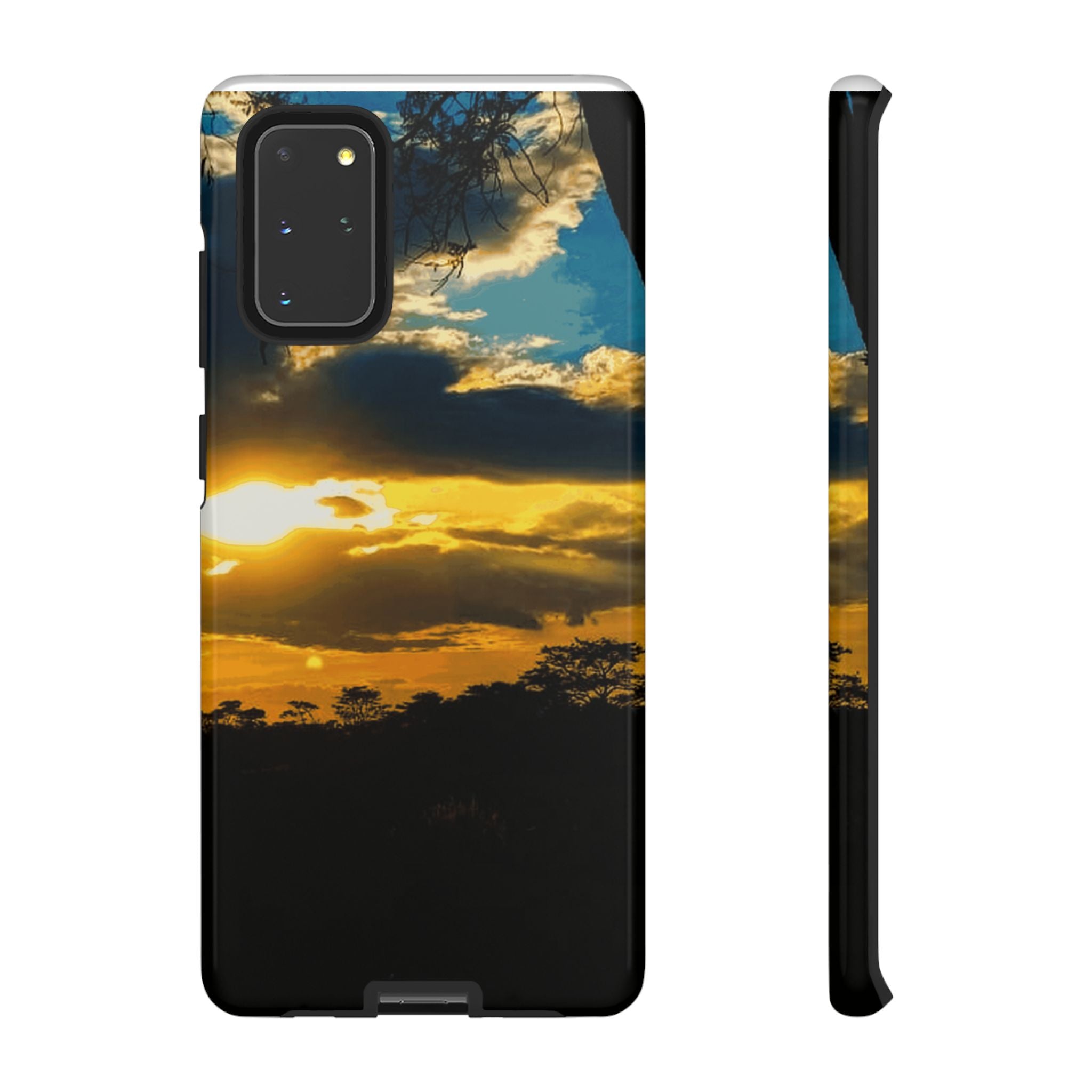 Sunset Sky Tough Phone Case – Durable Protective Phone Cover with Golden Clouds Design