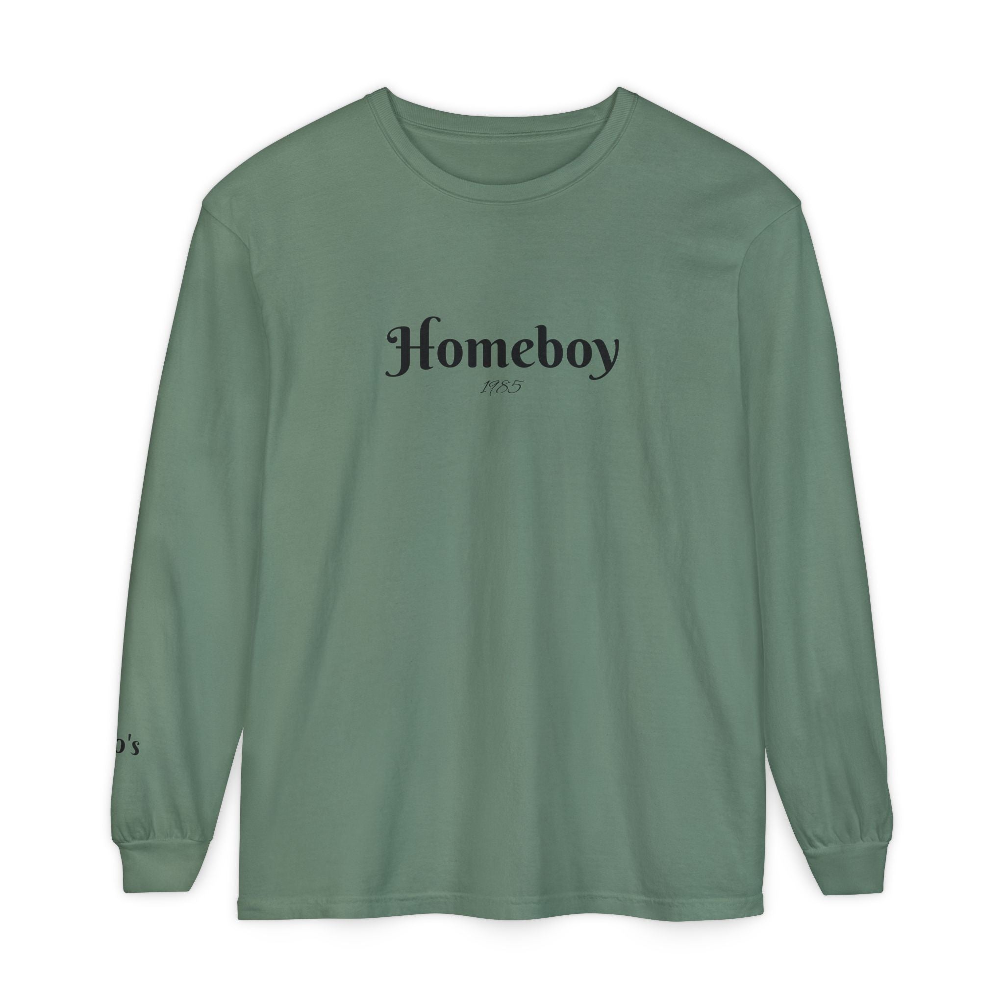 Homeboy Long Sleeve Tee — Vintage Script Logo White Shirt
