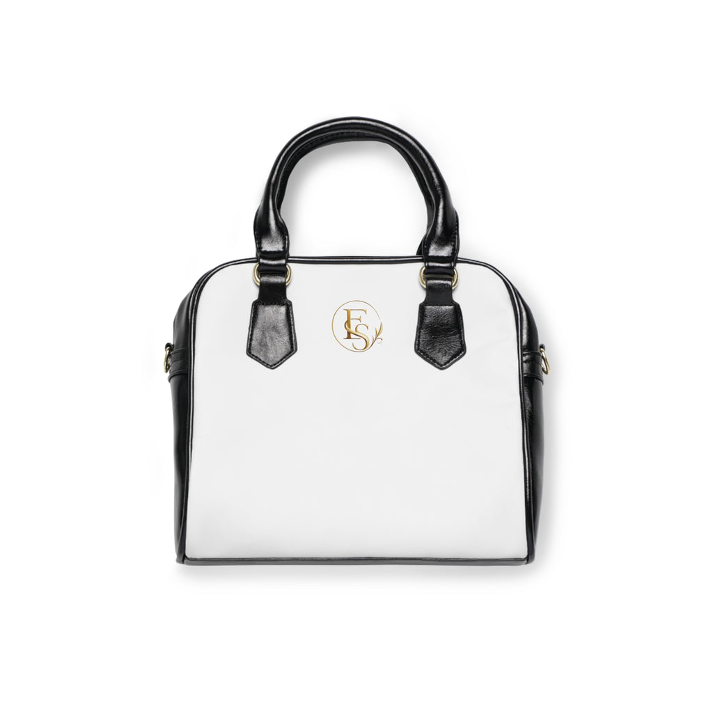 Classic Two-Tone Shoulder Handbag — Elegant White & Black Satchel