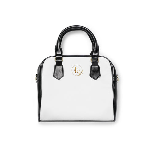 Classic Two-Tone Shoulder Handbag — Elegant White & Black Satchel