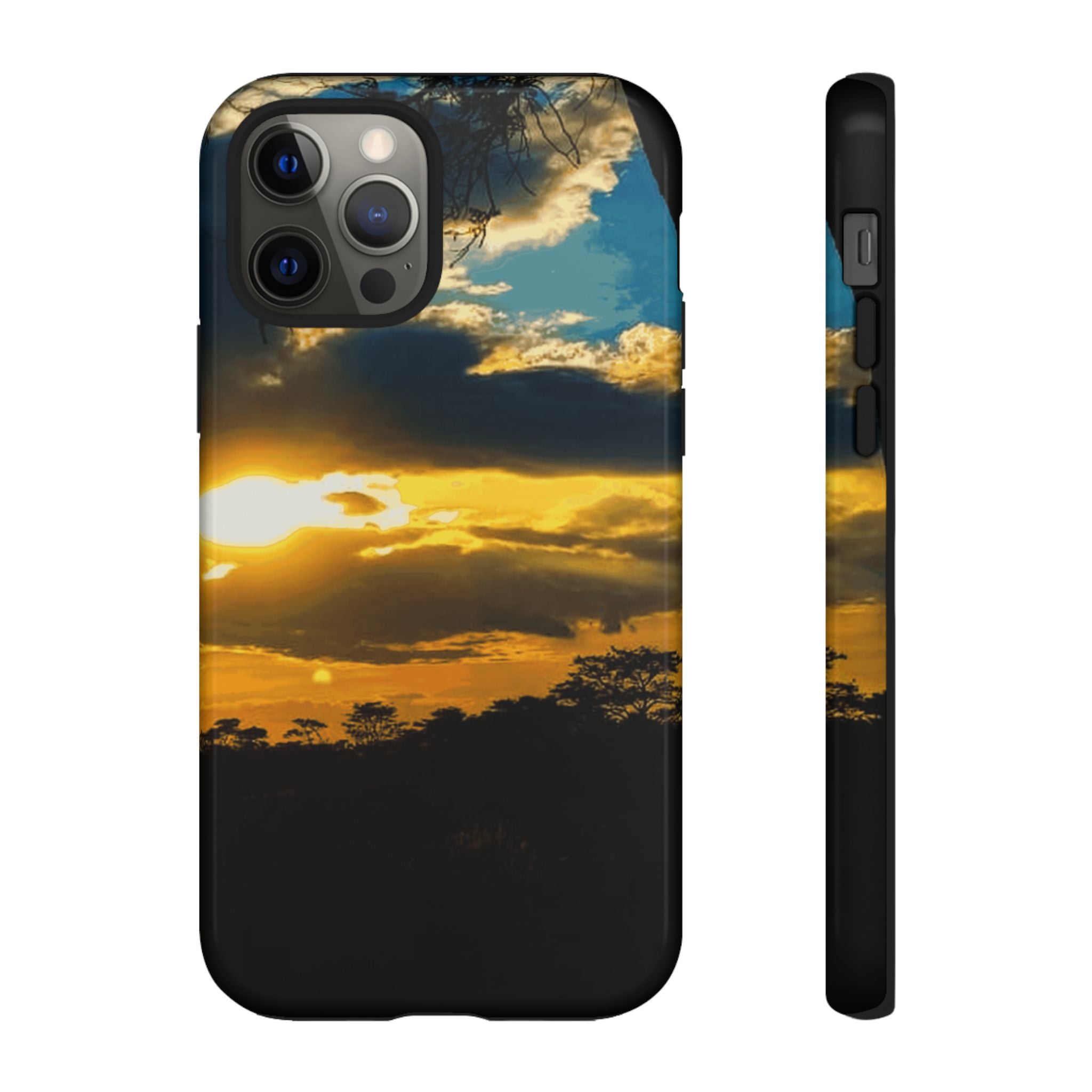Sunset Sky Tough Phone Case – Durable Protective Phone Cover with Golden Clouds Design