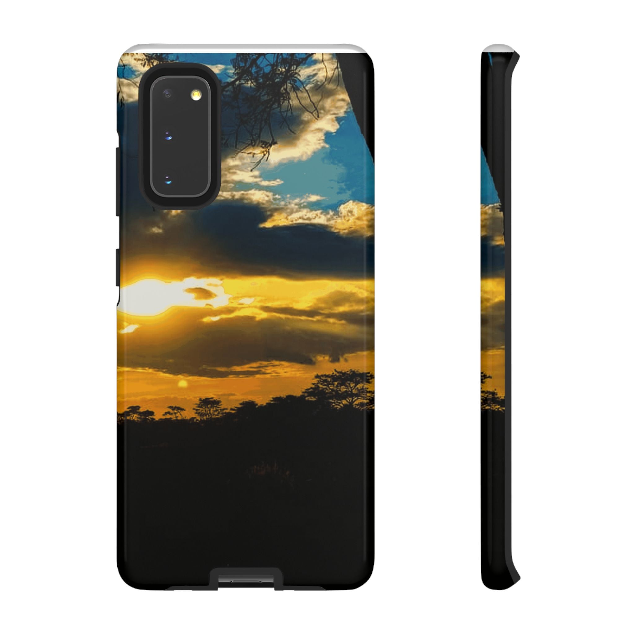Sunset Sky Tough Phone Case – Durable Protective Phone Cover with Golden Clouds Design
