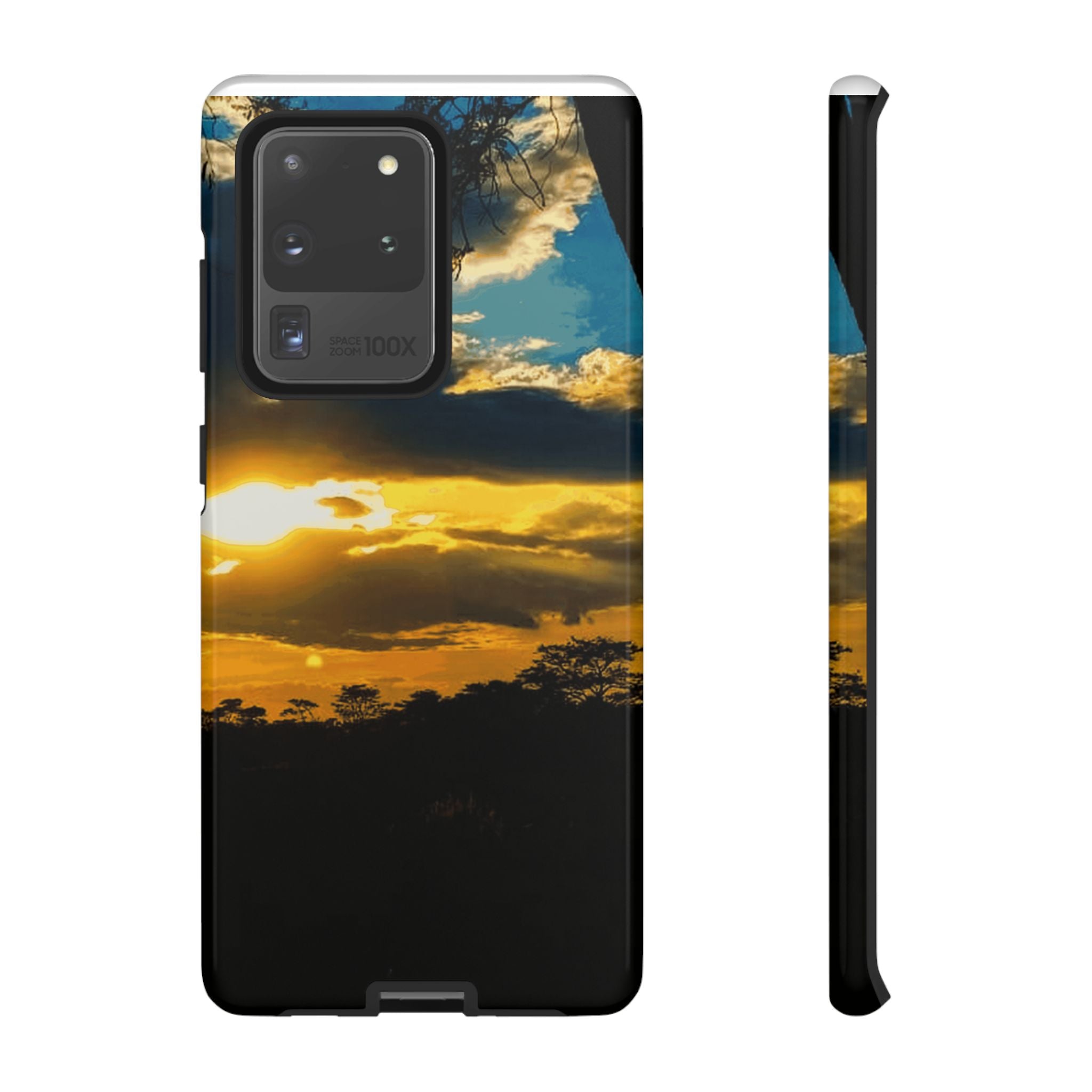 Sunset Sky Tough Phone Case – Durable Protective Phone Cover with Golden Clouds Design