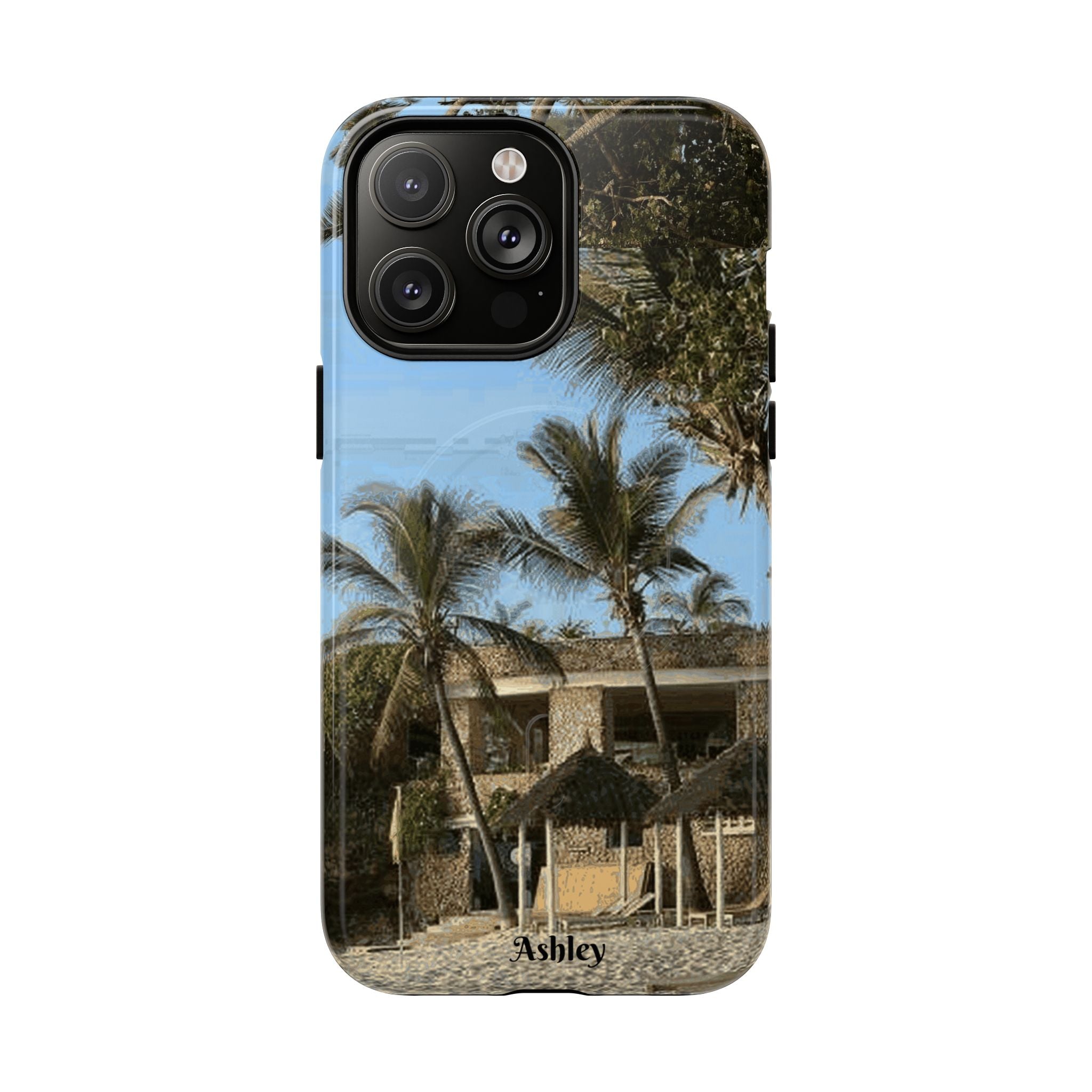 Tropical Palm Beach Magnetic Phone Case — Customizable 'Ashley' Seaside Design