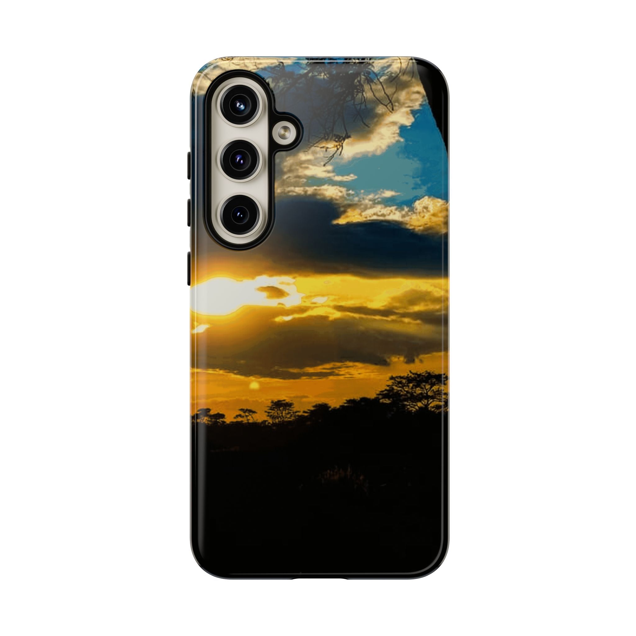 Sunset Sky Tough Phone Case – Durable Protective Phone Cover with Golden Clouds Design