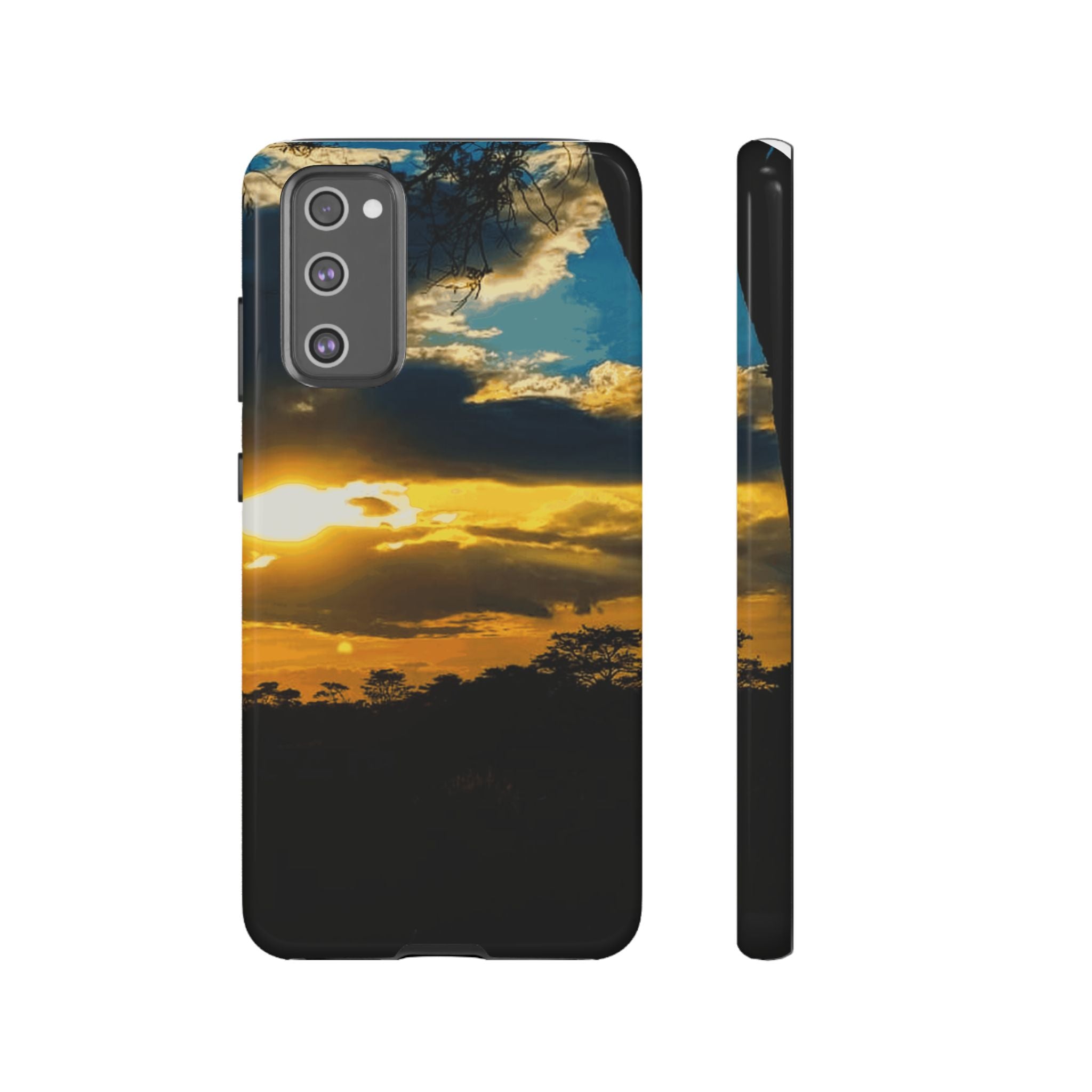 Sunset Sky Tough Phone Case – Durable Protective Phone Cover with Golden Clouds Design