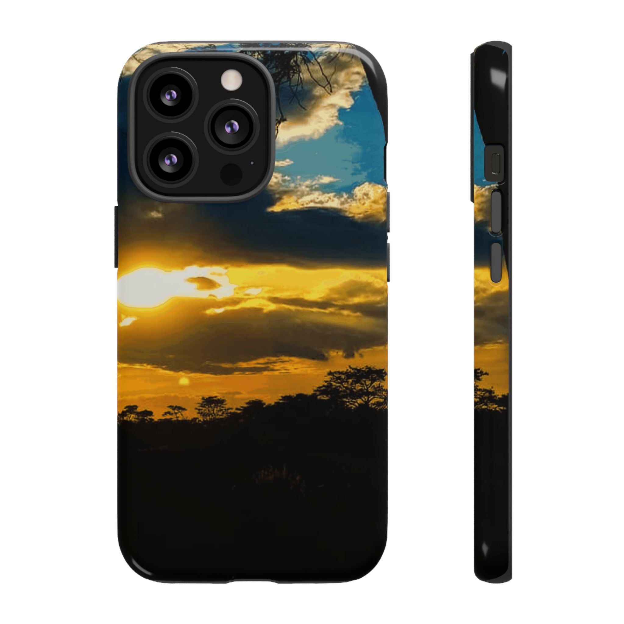 Sunset Sky Tough Phone Case – Durable Protective Phone Cover with Golden Clouds Design