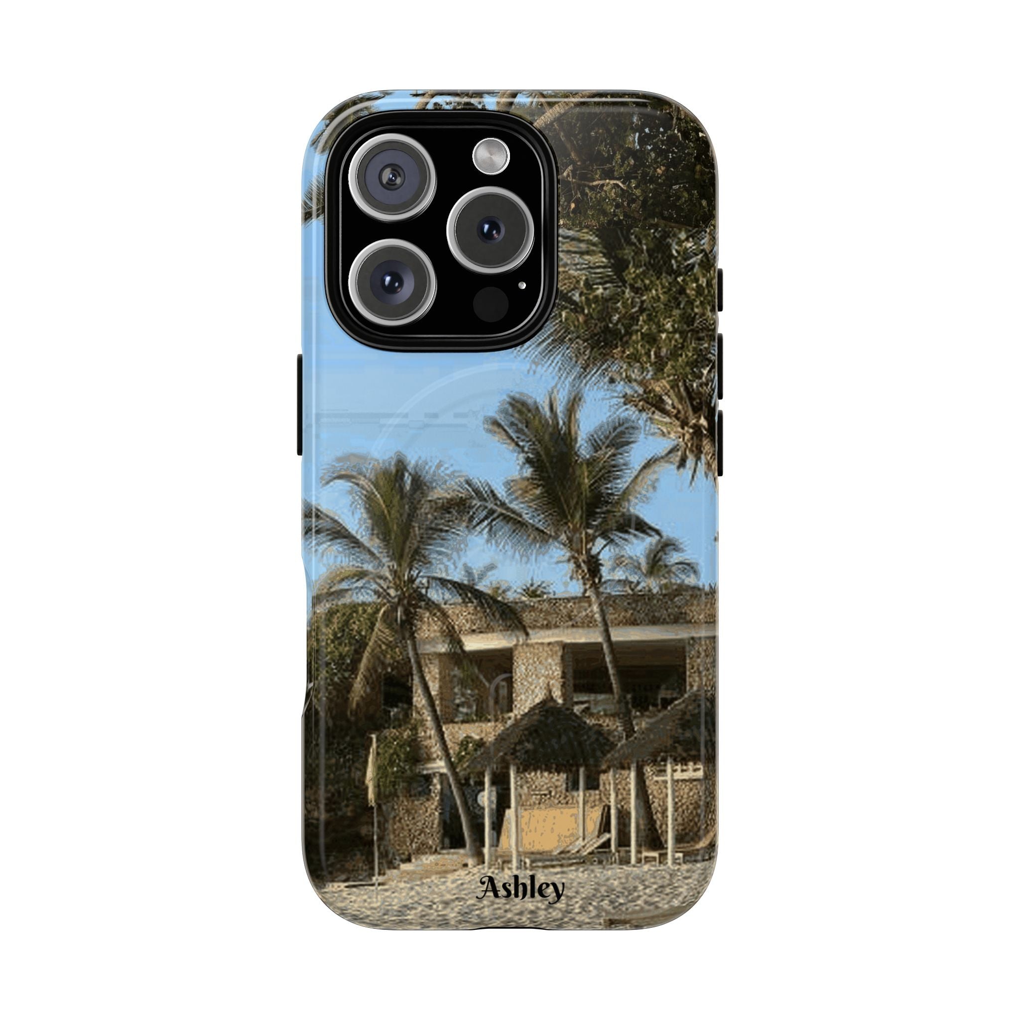 Tropical Palm Beach Magnetic Phone Case — Customizable 'Ashley' Seaside Design