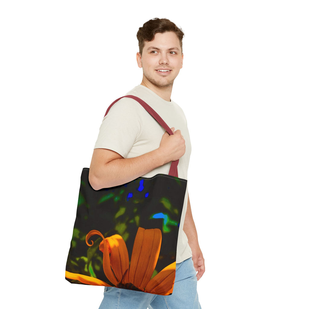 Floral Sunset Tote Bag — Vibrant Orange Daisy All-Over Print