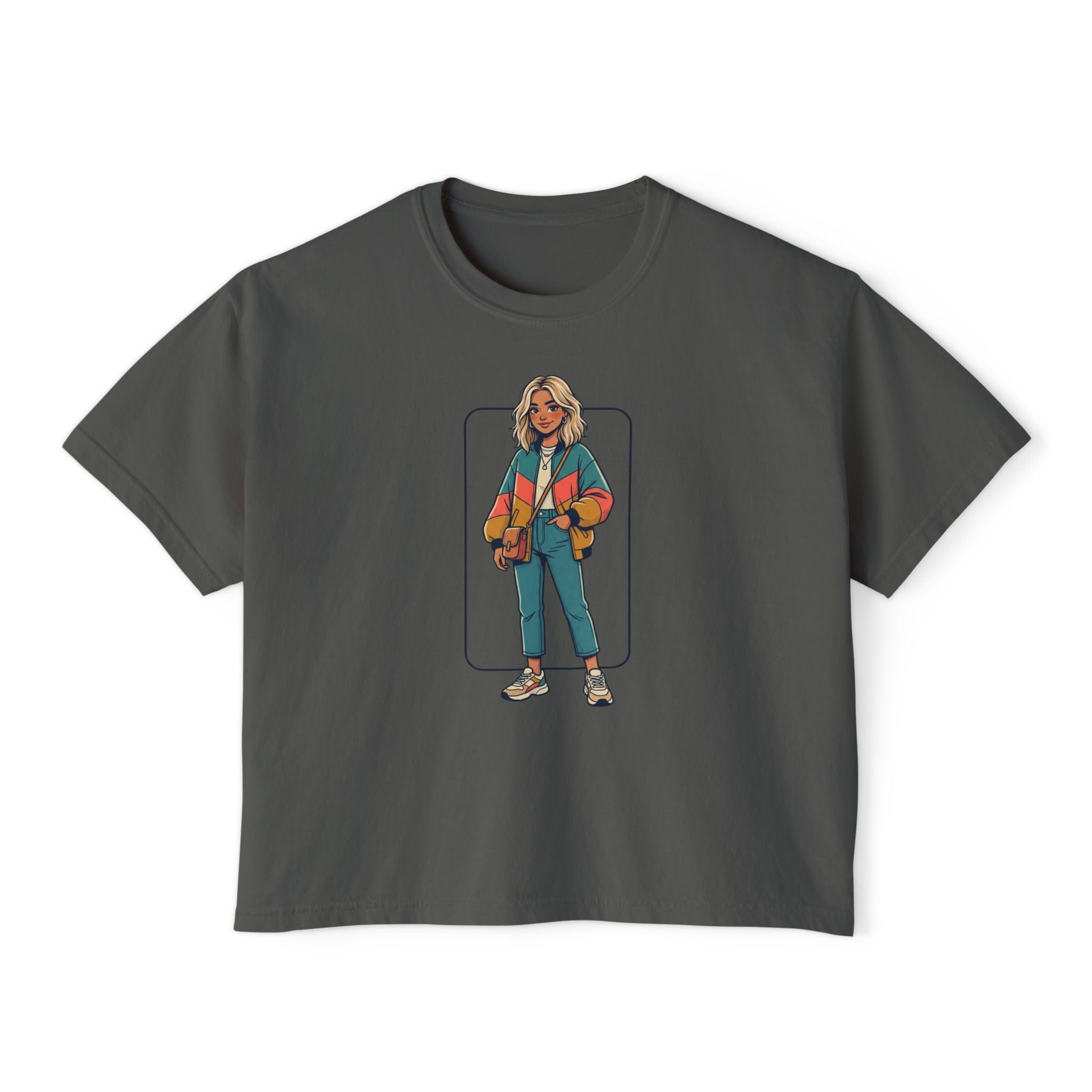 Boxy Tee — Retro Street Style Girl Graphic Shirt
