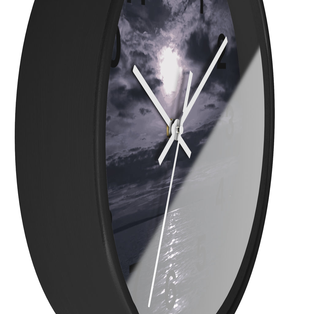 Moonlit Ocean Wall Clock — Moody Nautical Nightscape Clock