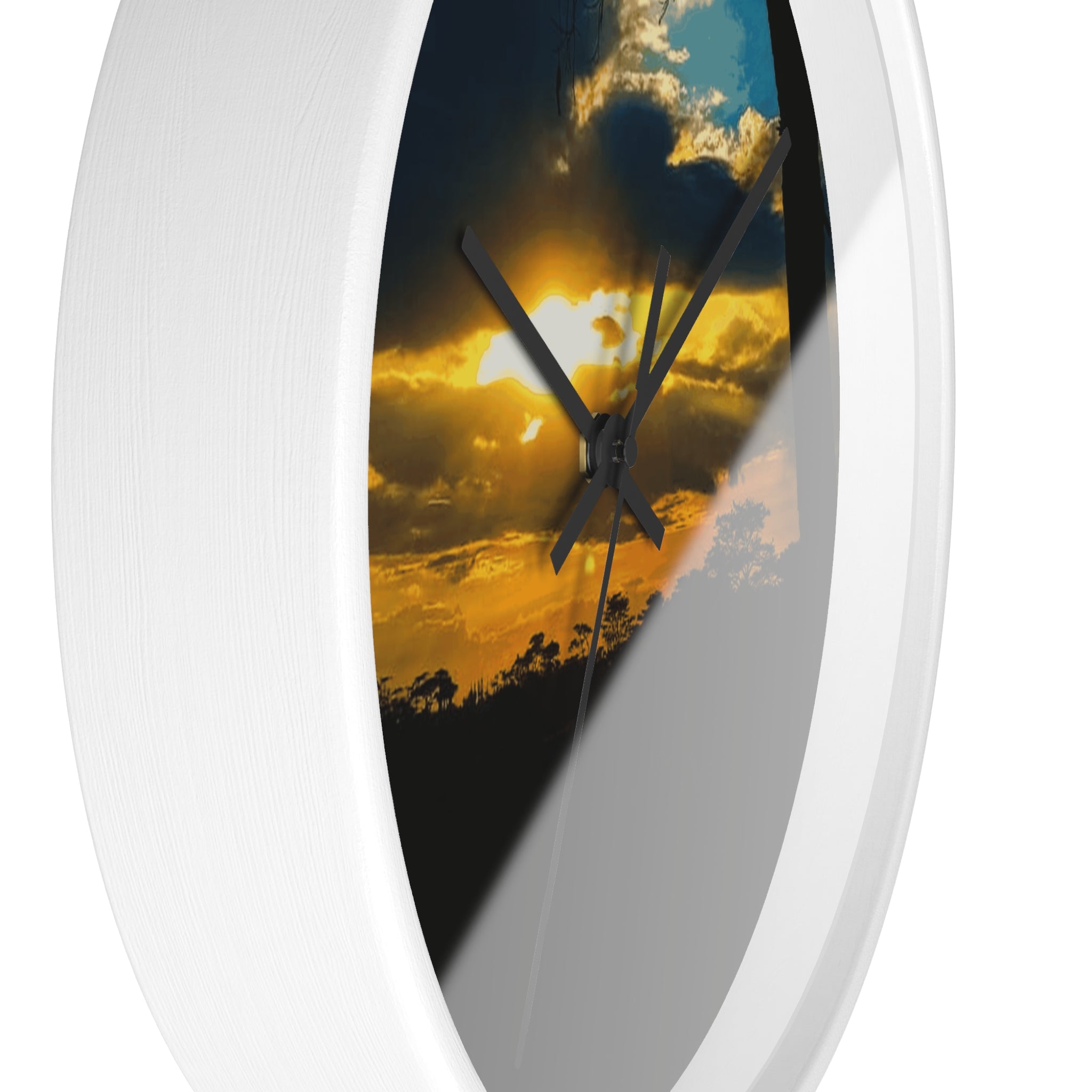 Sunset Silhouette Wall Clock — Golden Sky Decorative Clock