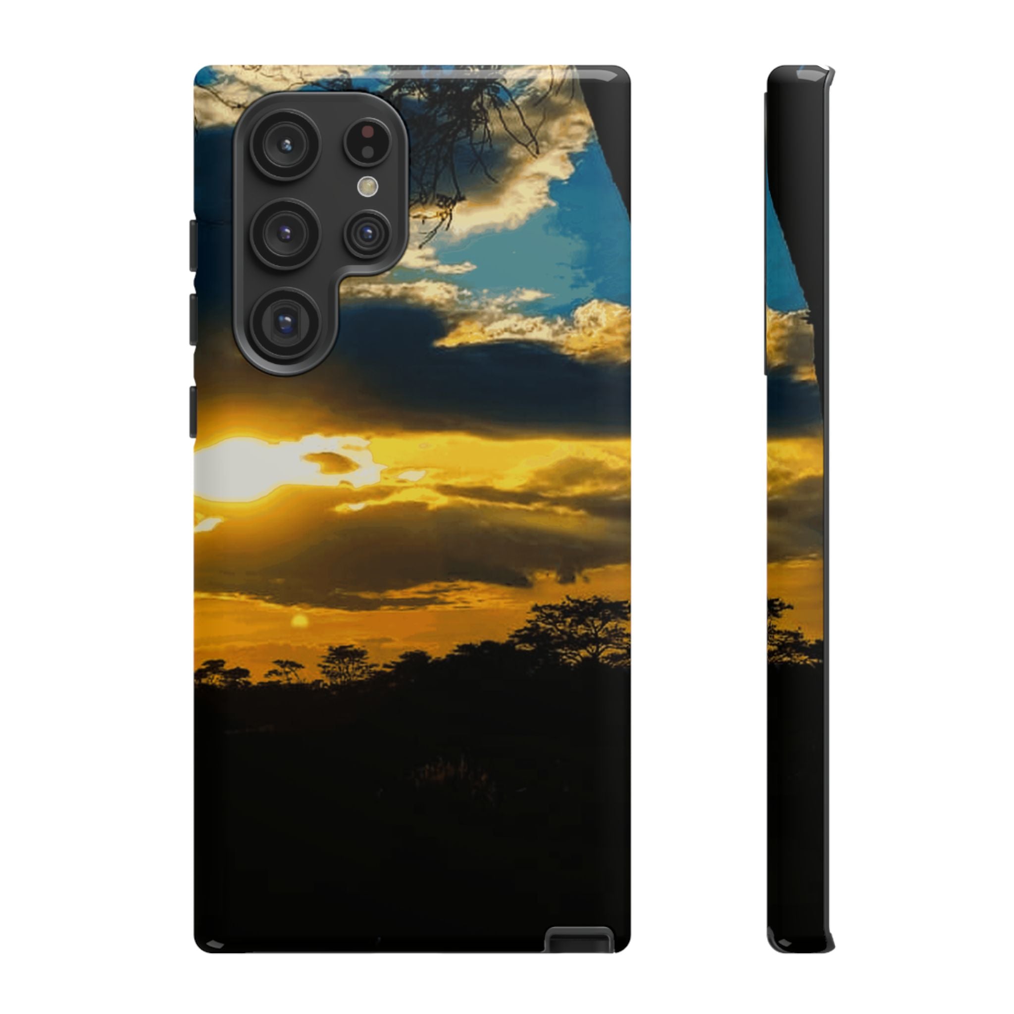 Sunset Sky Tough Phone Case – Durable Protective Phone Cover with Golden Clouds Design
