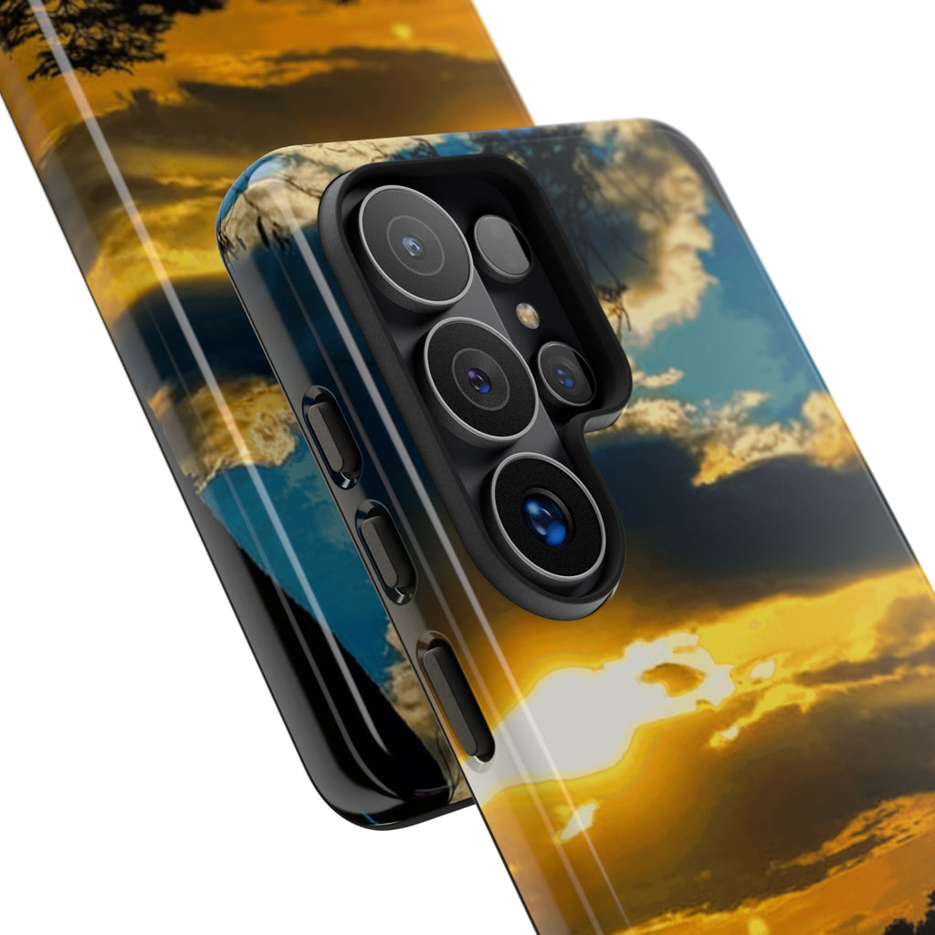 Sunset Sky Tough Phone Case – Durable Protective Phone Cover with Golden Clouds Design
