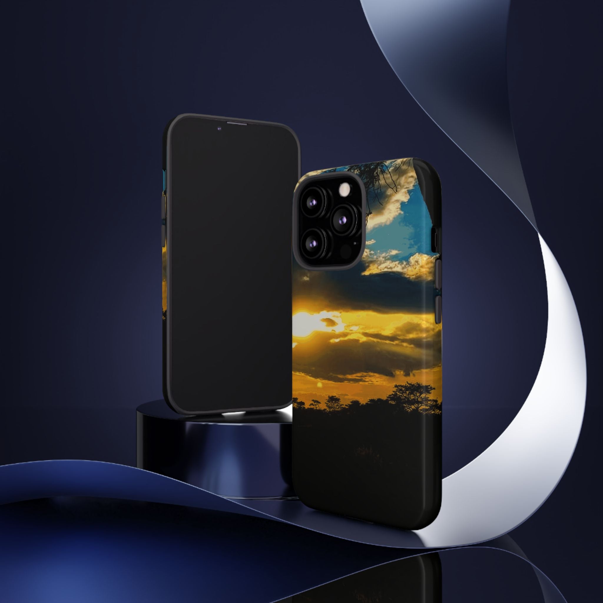 Sunset Sky Tough Phone Case – Durable Protective Phone Cover with Golden Clouds Design