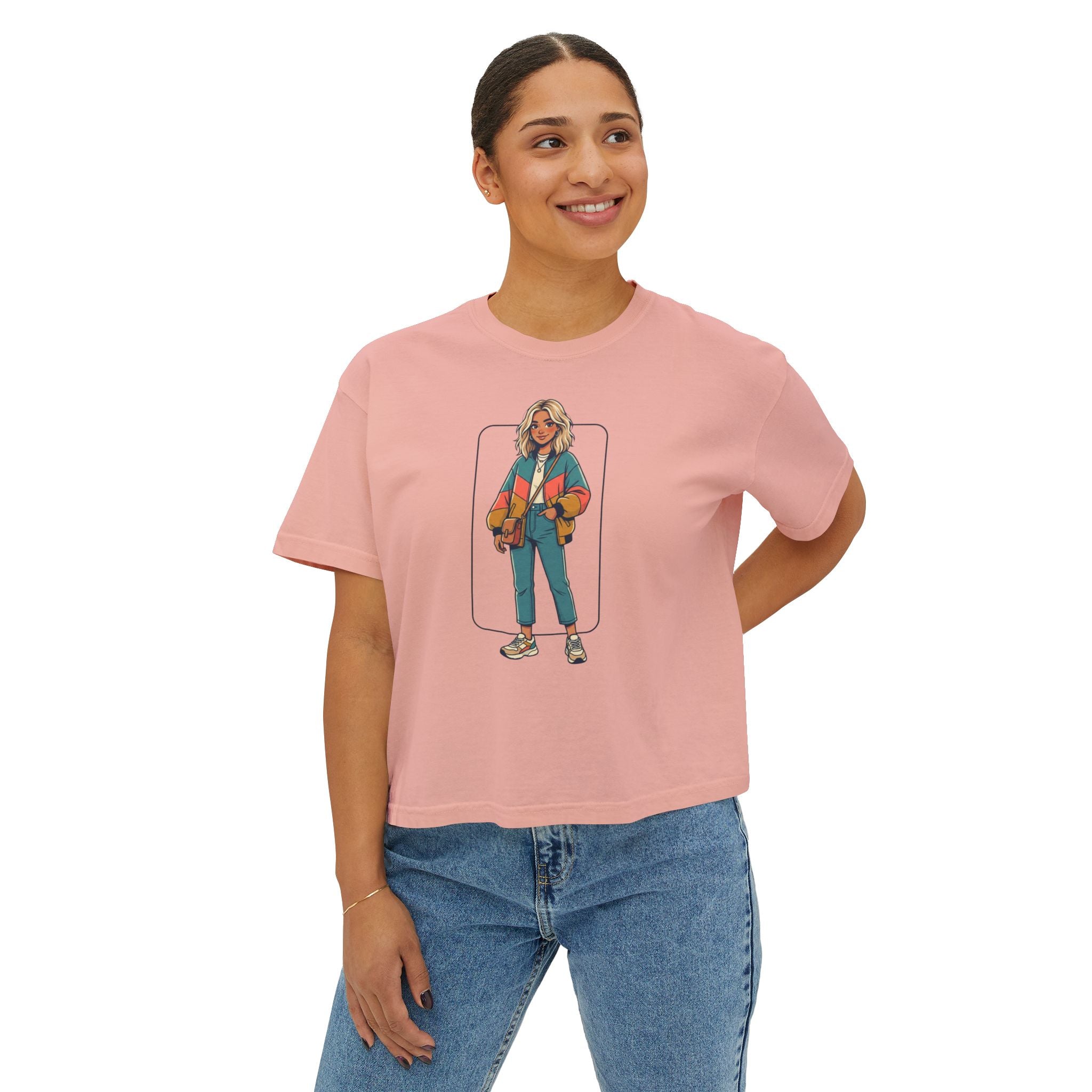Boxy Tee — Retro Street Style Girl Graphic Shirt