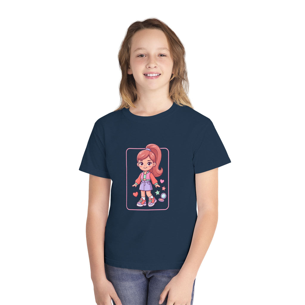 Cute Gamer Girl Youth Tee — Kawaii Cartoon Character Shirt for Kids