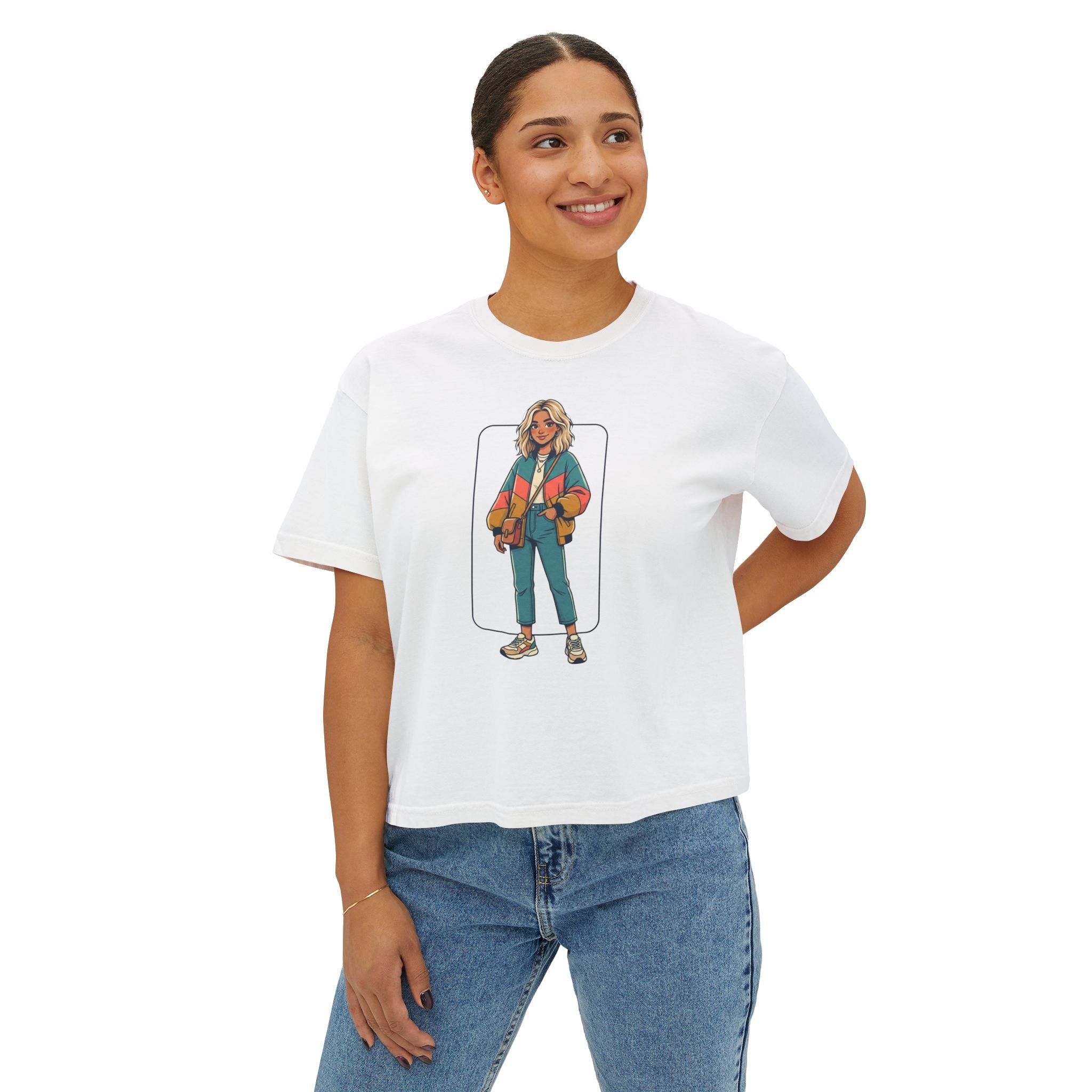 Boxy Tee — Retro Street Style Girl Graphic Shirt