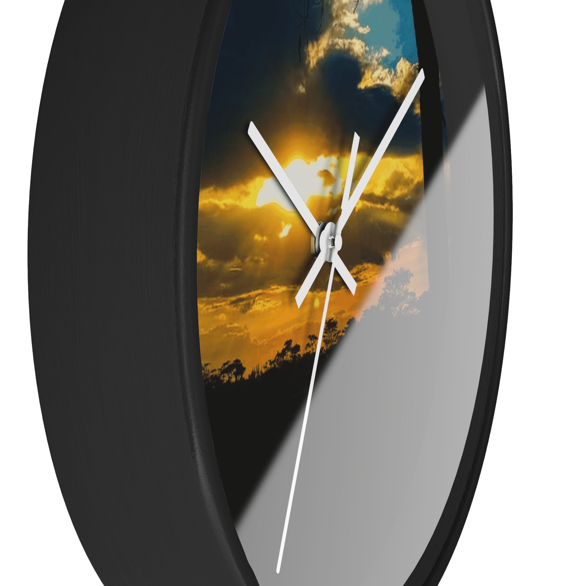 Sunset Silhouette Wall Clock — Golden Sky Decorative Clock