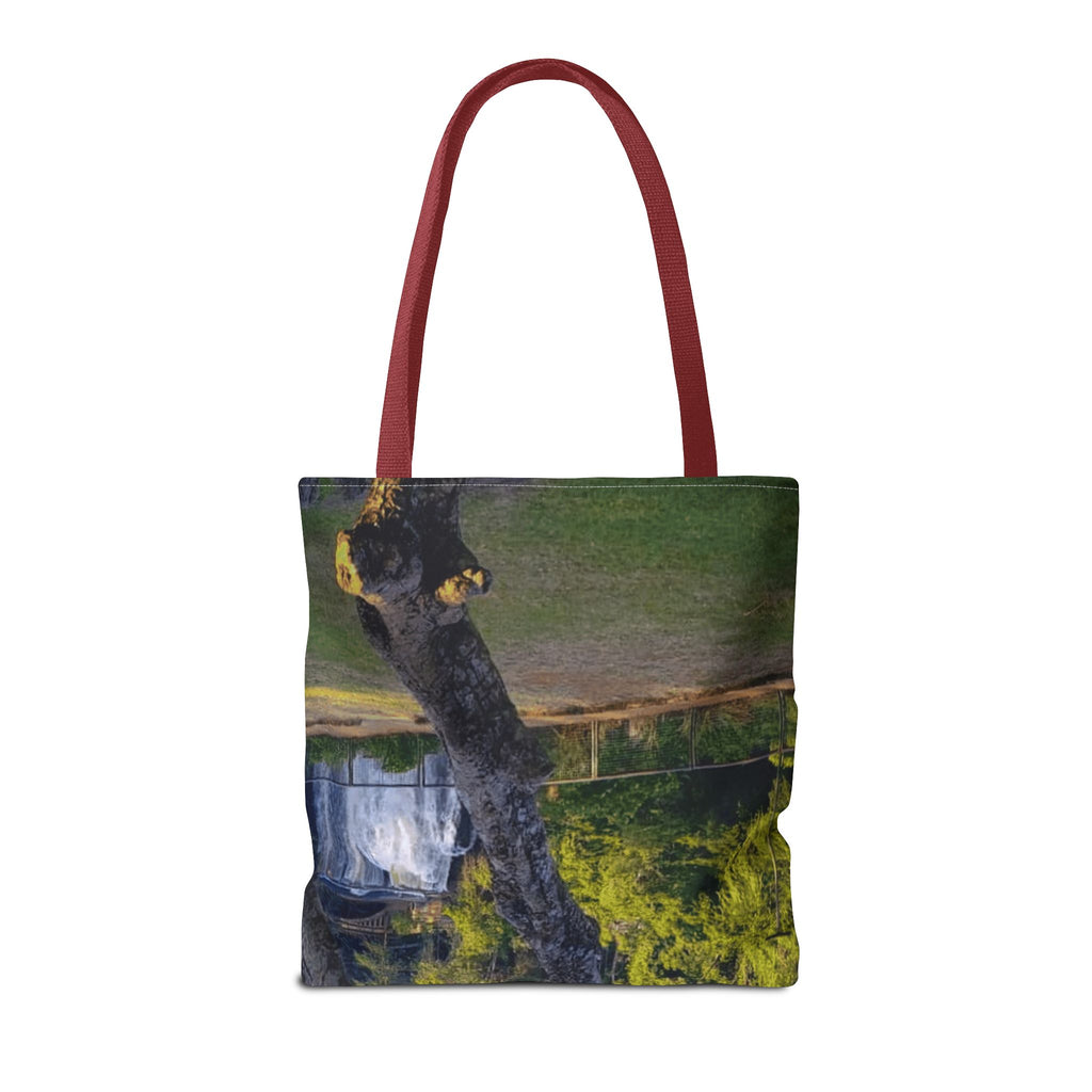 Nature Photo Tote Bag – Scenic Tree & Waterfall All-Over Print