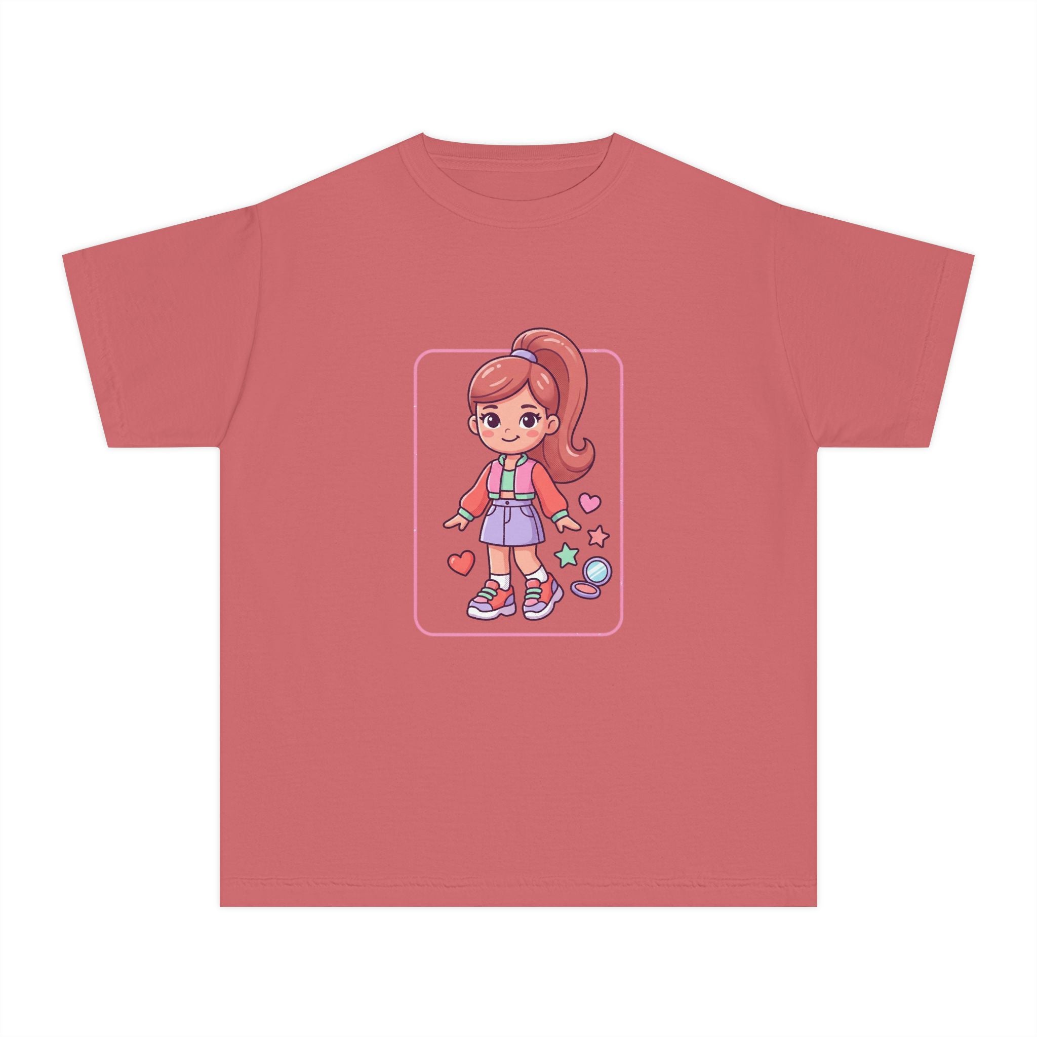 Cute Gamer Girl Youth Tee — Kawaii Cartoon Character Shirt for Kids