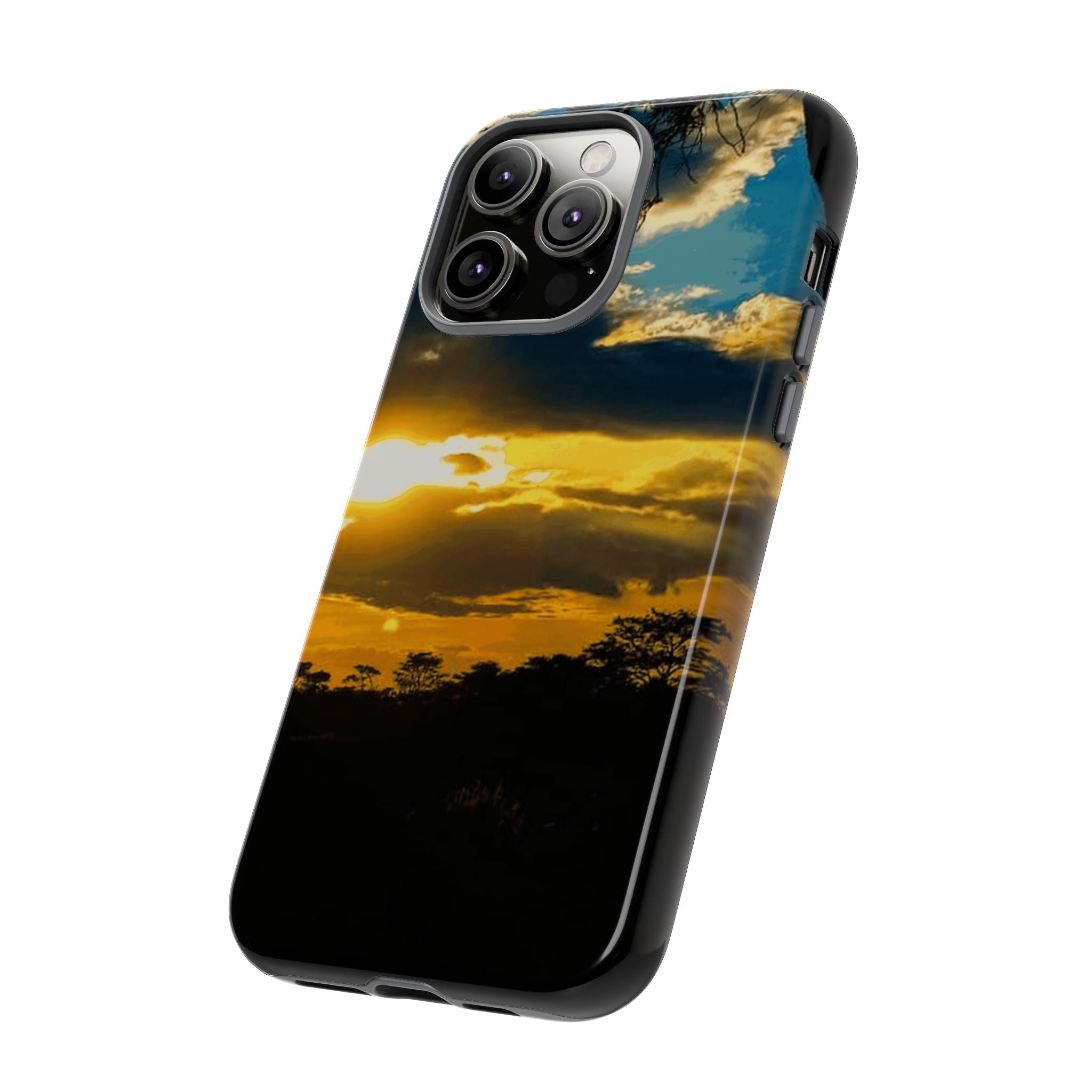 Sunset Sky Tough Phone Case – Durable Protective Phone Cover with Golden Clouds Design