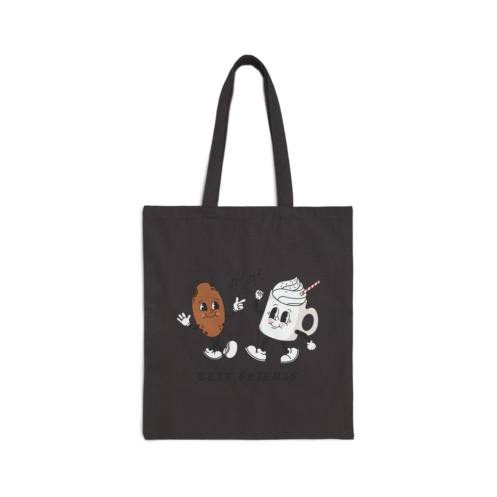 Best Friends Coffee & Donut Cotton Tote Bag — Retro Cute Reusable Grocery Tote