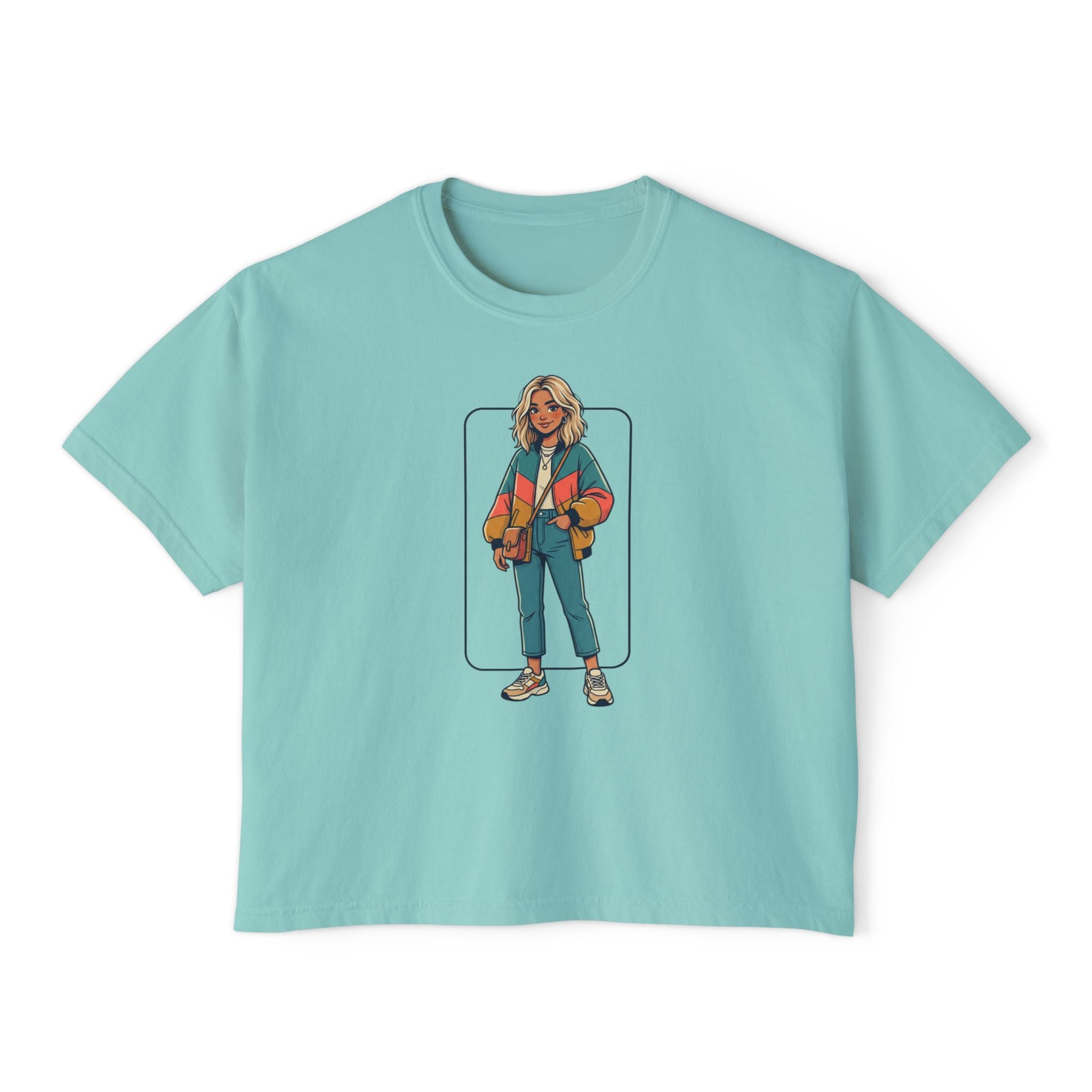 Boxy Tee — Retro Street Style Girl Graphic Shirt