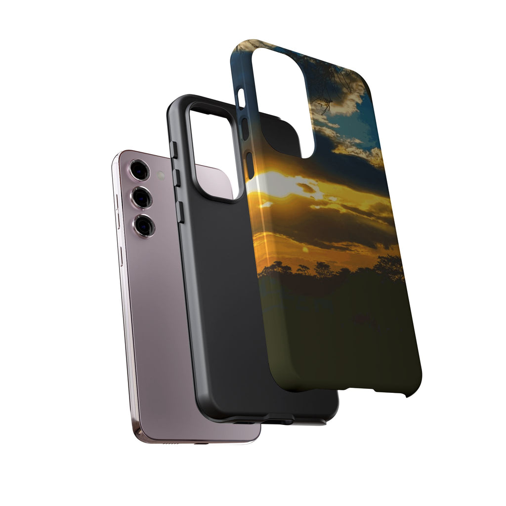 Sunset Sky Tough Phone Case – Durable Protective Phone Cover with Golden Clouds Design