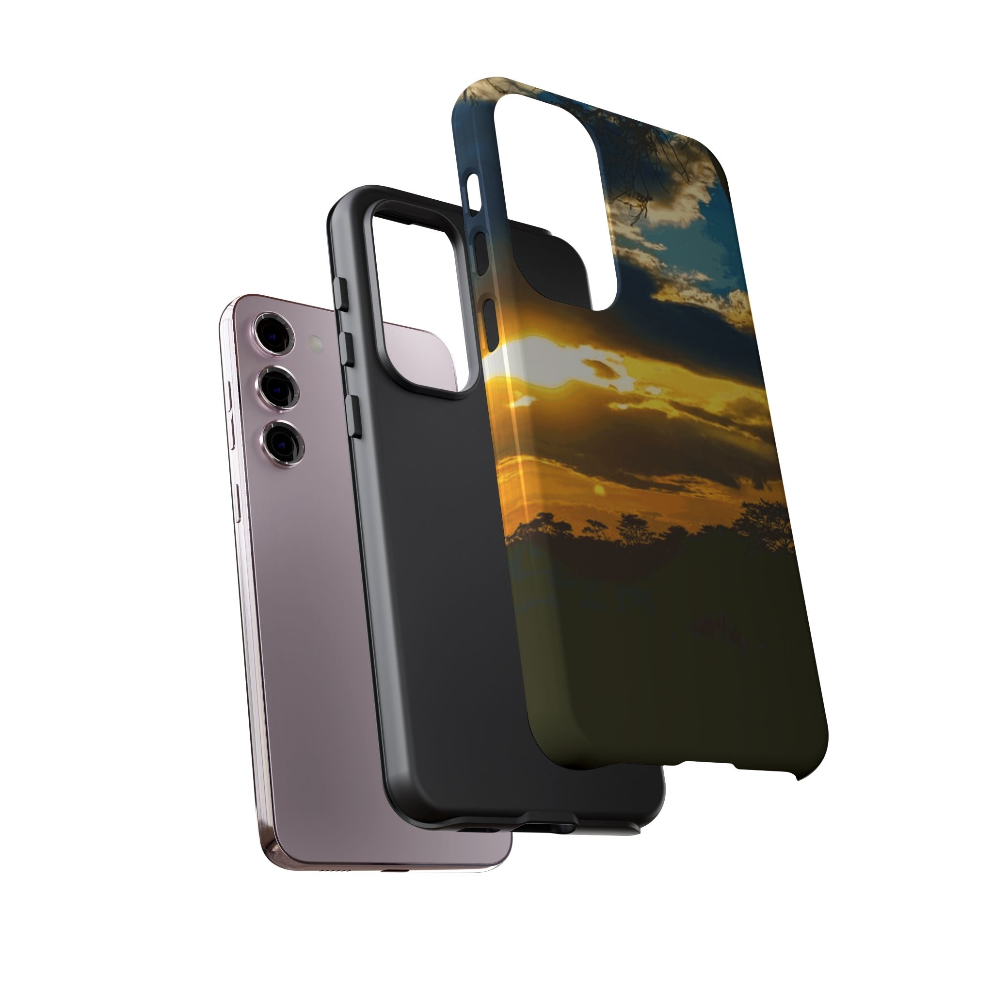 Sunset Sky Tough Phone Case – Durable Protective Phone Cover with Golden Clouds Design