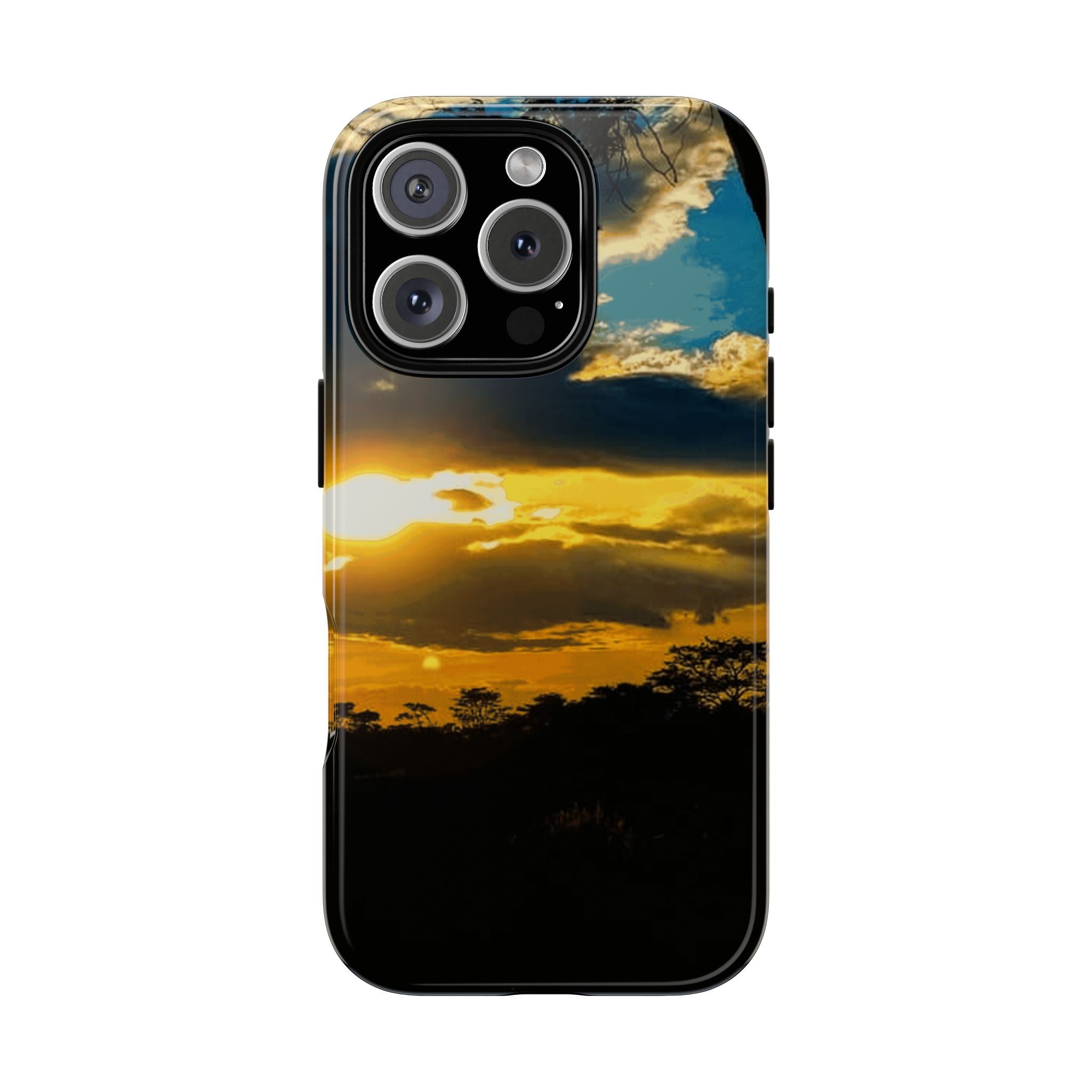 Sunset Sky Tough Phone Case – Durable Protective Phone Cover with Golden Clouds Design