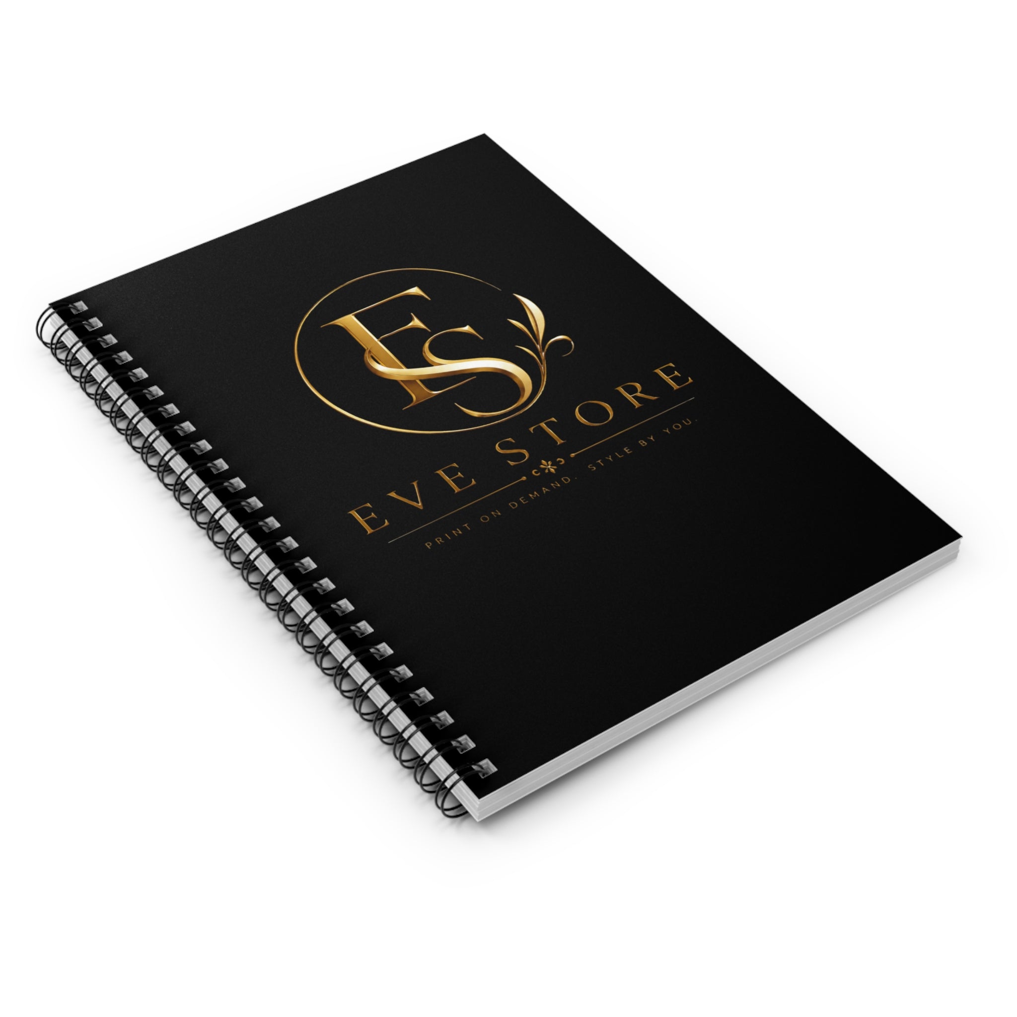 Elegant Gold Monogram Spiral Notebook — 'Eve Store' Ruled Journal