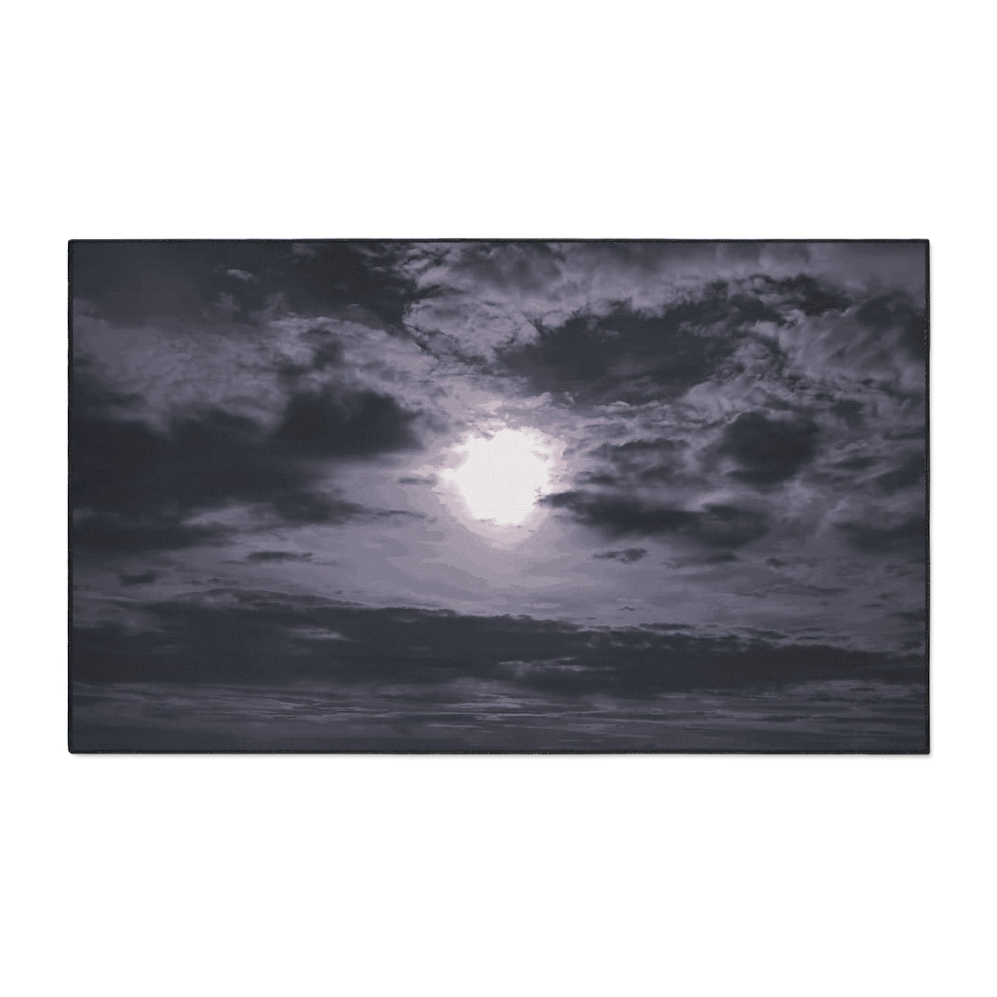 Moonlit Ocean Heavy Duty Floor Mat — Dramatic Black & White Seascape Door Mat