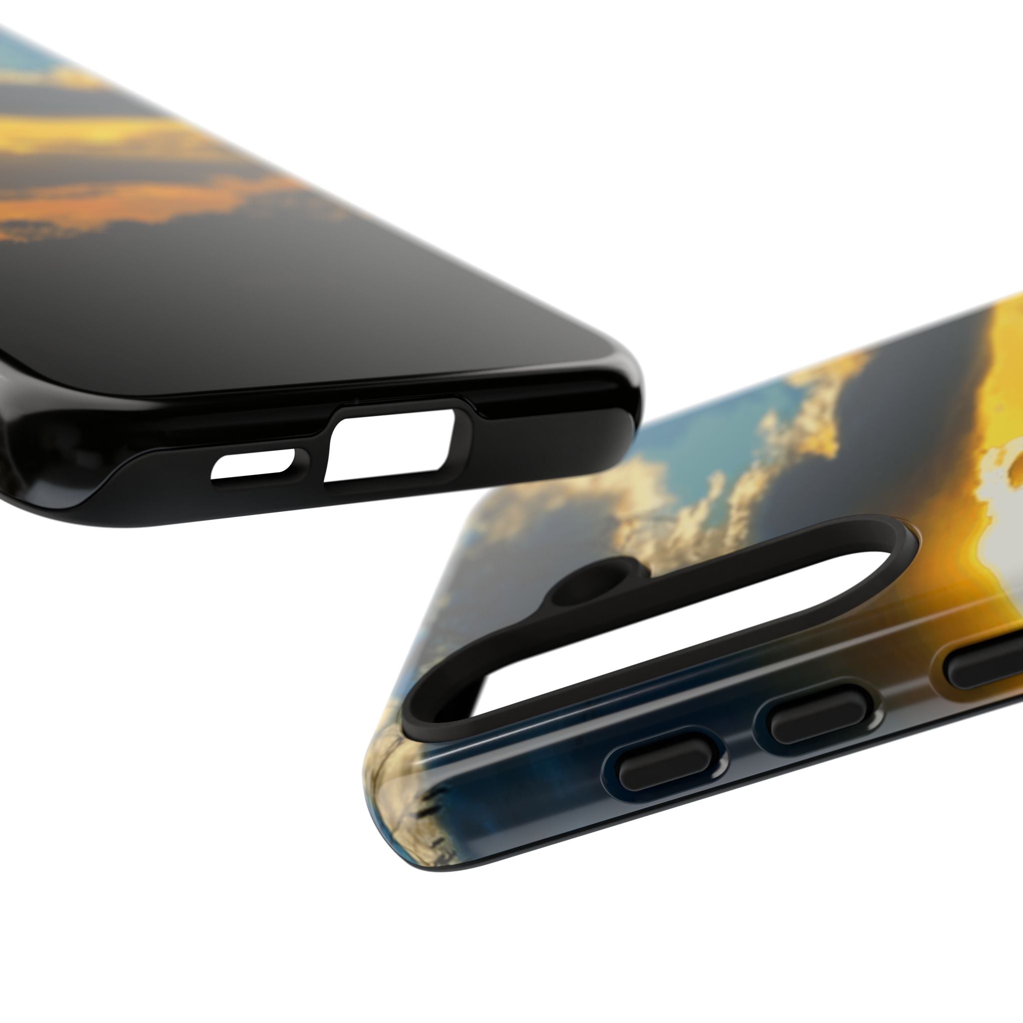 Sunset Sky Tough Phone Case – Durable Protective Phone Cover with Golden Clouds Design