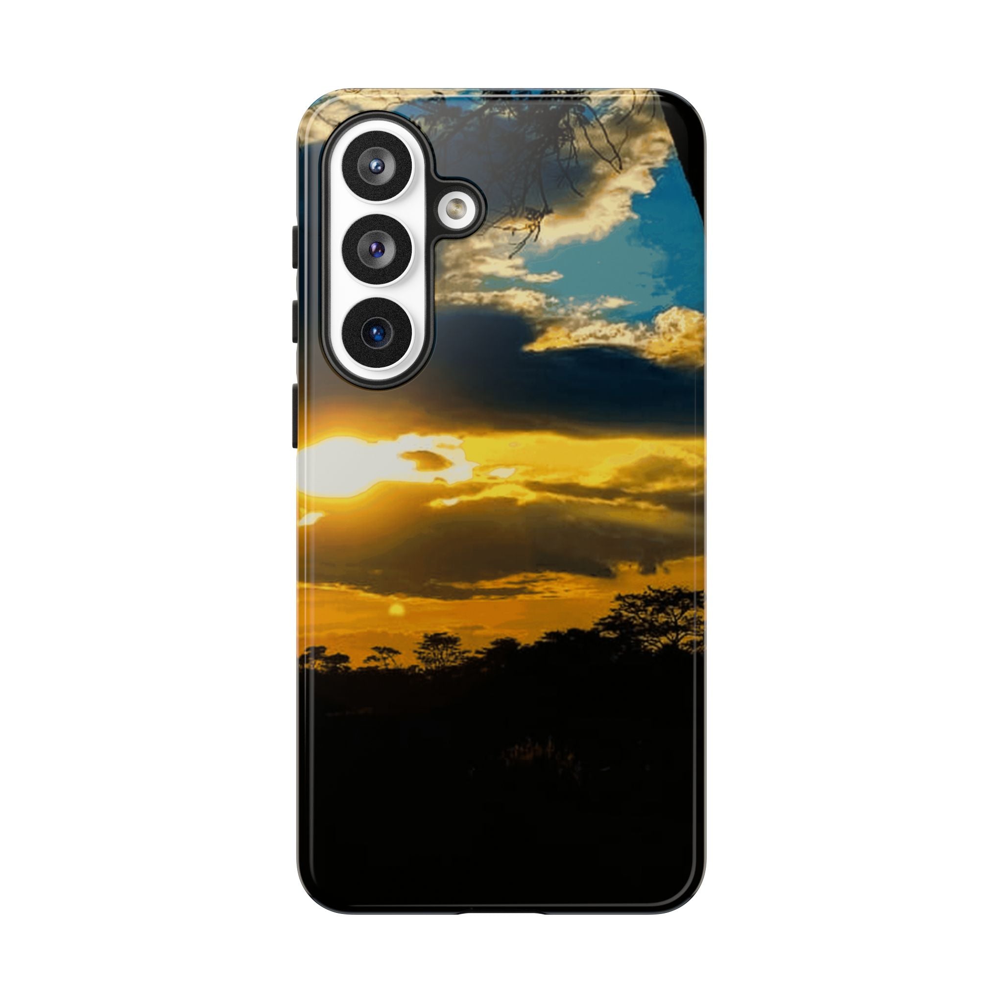 Sunset Sky Tough Phone Case – Durable Protective Phone Cover with Golden Clouds Design