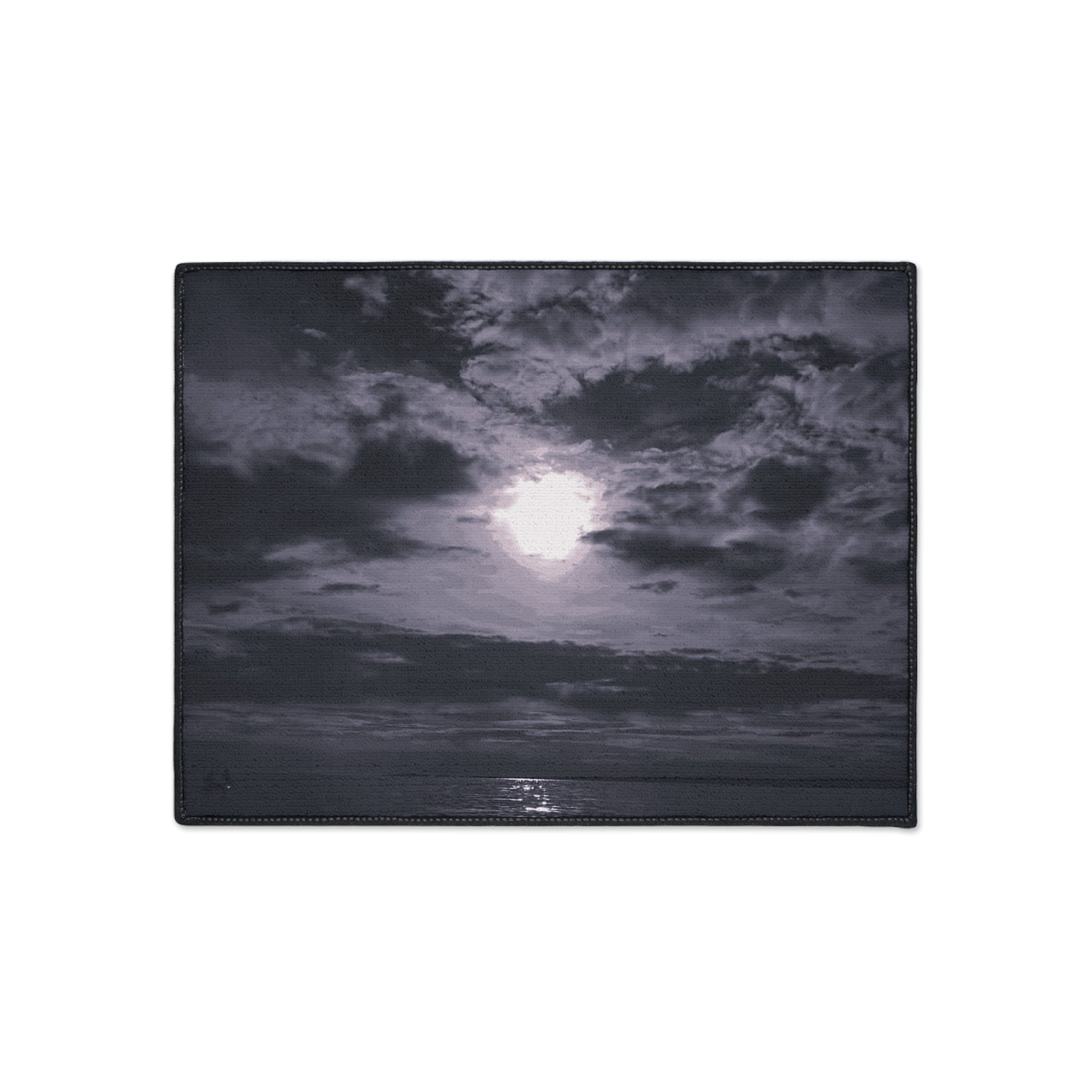 Moonlit Ocean Heavy Duty Floor Mat — Dramatic Black & White Seascape Door Mat