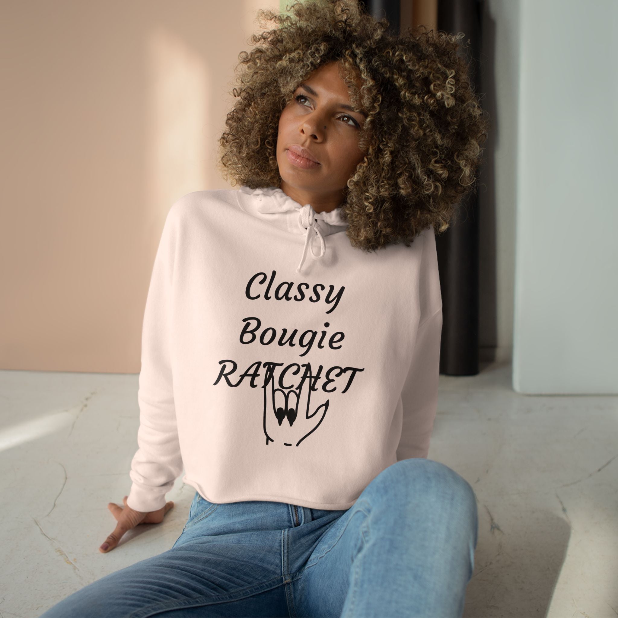 Classy Bougie Ratchet Crop Hoodie —  Feminine Cropped Sweatshirt