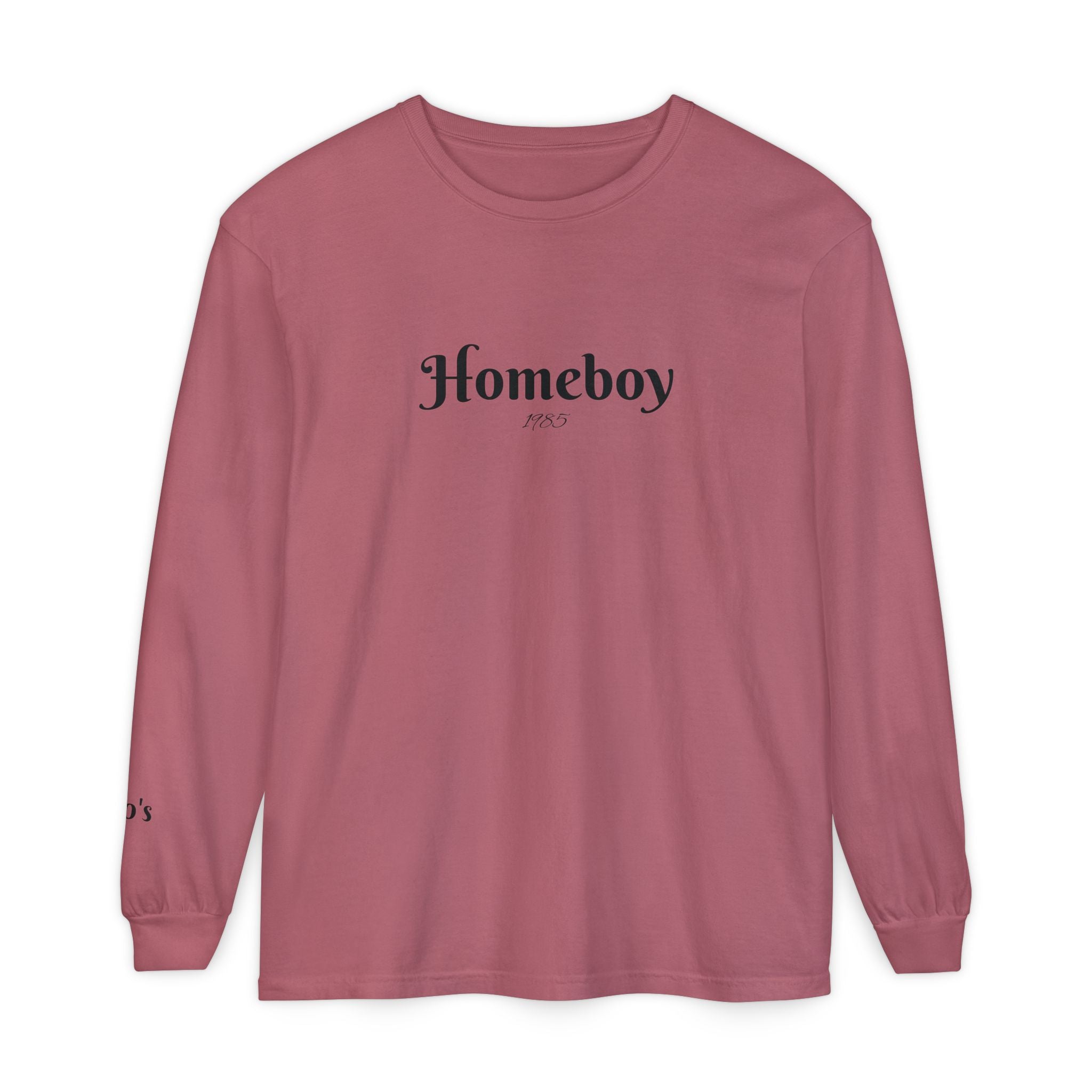 Homeboy Long Sleeve Tee — Vintage Script Logo White Shirt