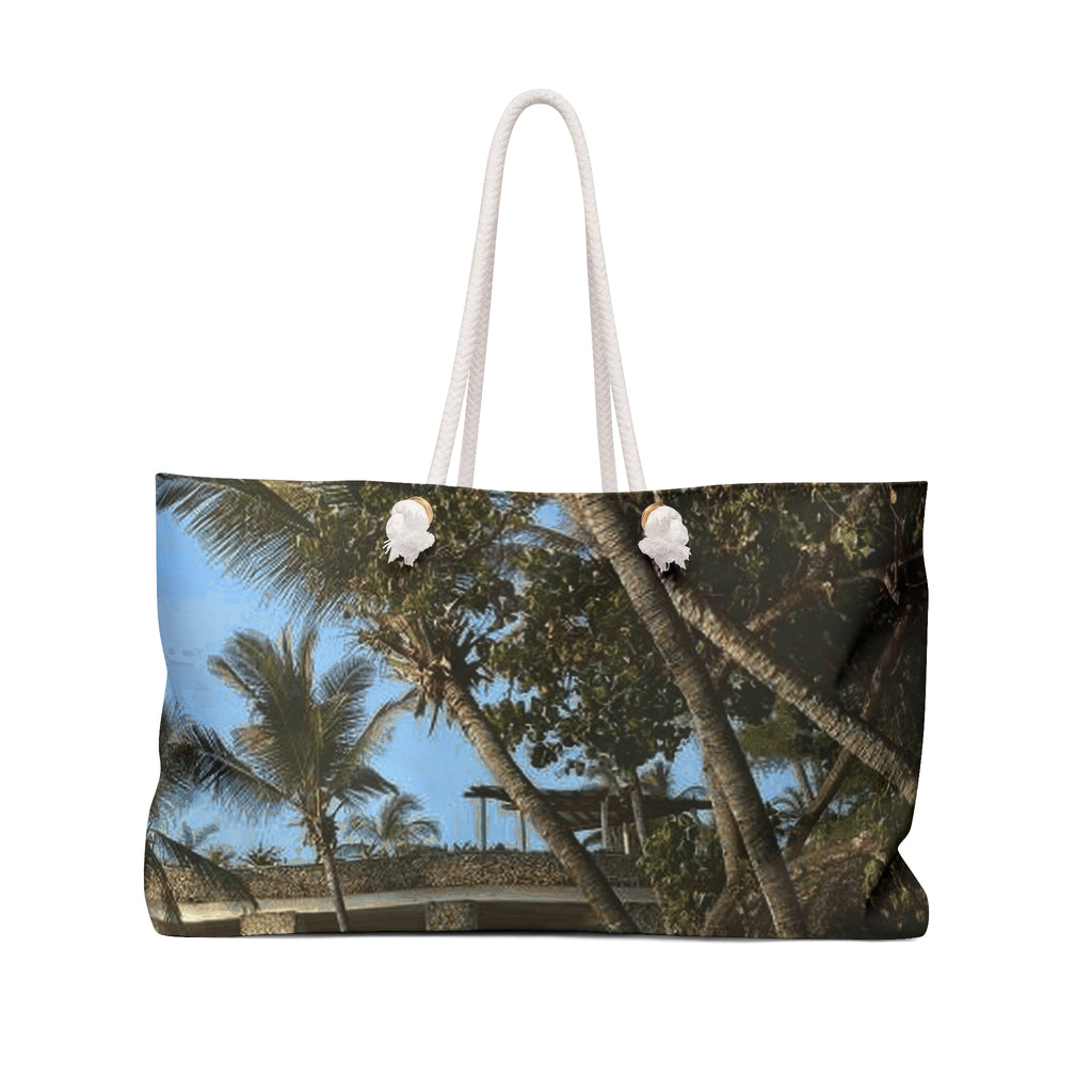Tropical Palm Beach Weekender Bag – Large Beach Tote with Palm Tree Photo Print