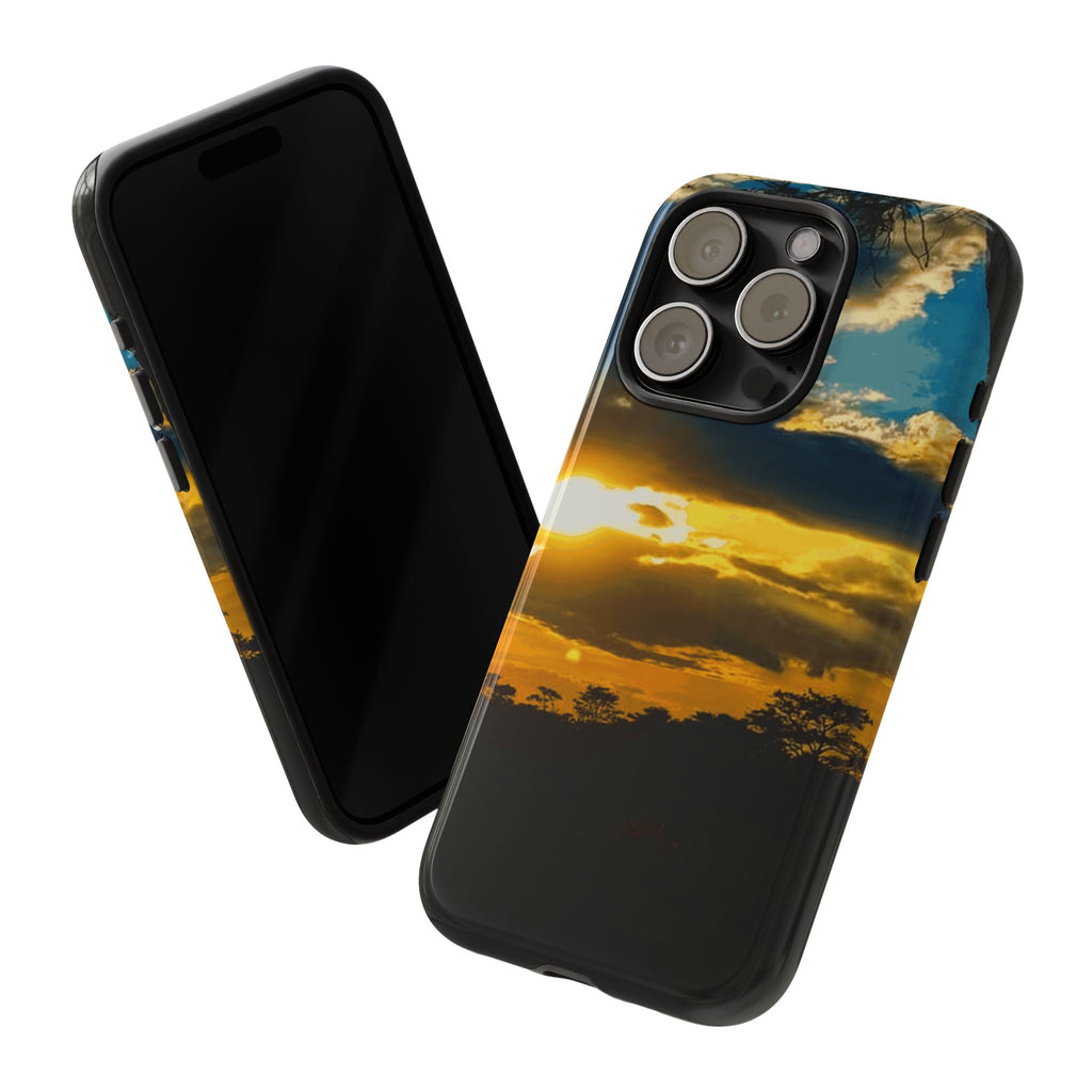 Sunset Sky Tough Phone Case – Durable Protective Phone Cover with Golden Clouds Design